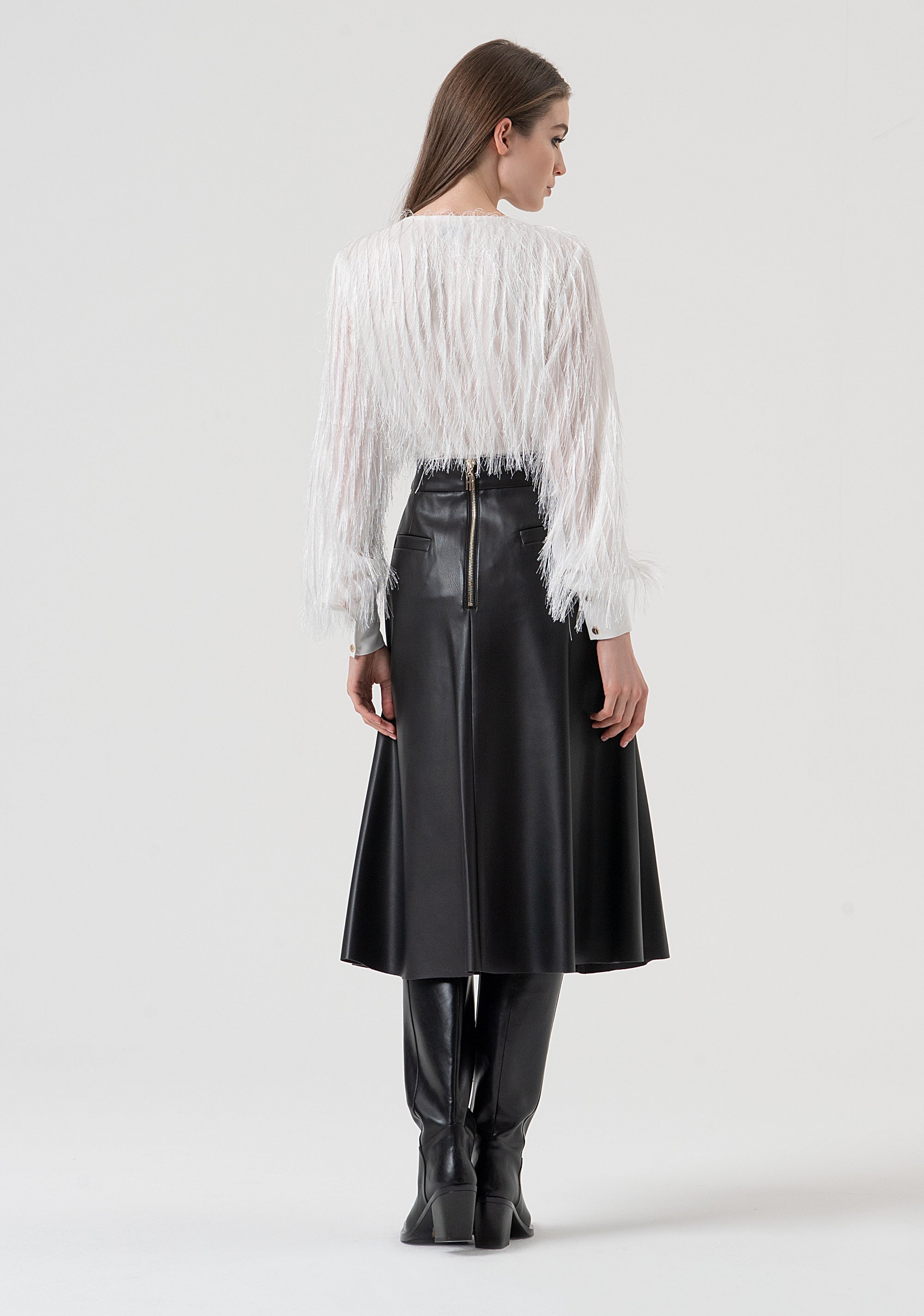 Gonna flare midi a vita alta FR25WG3002P41101-053 Fracomina