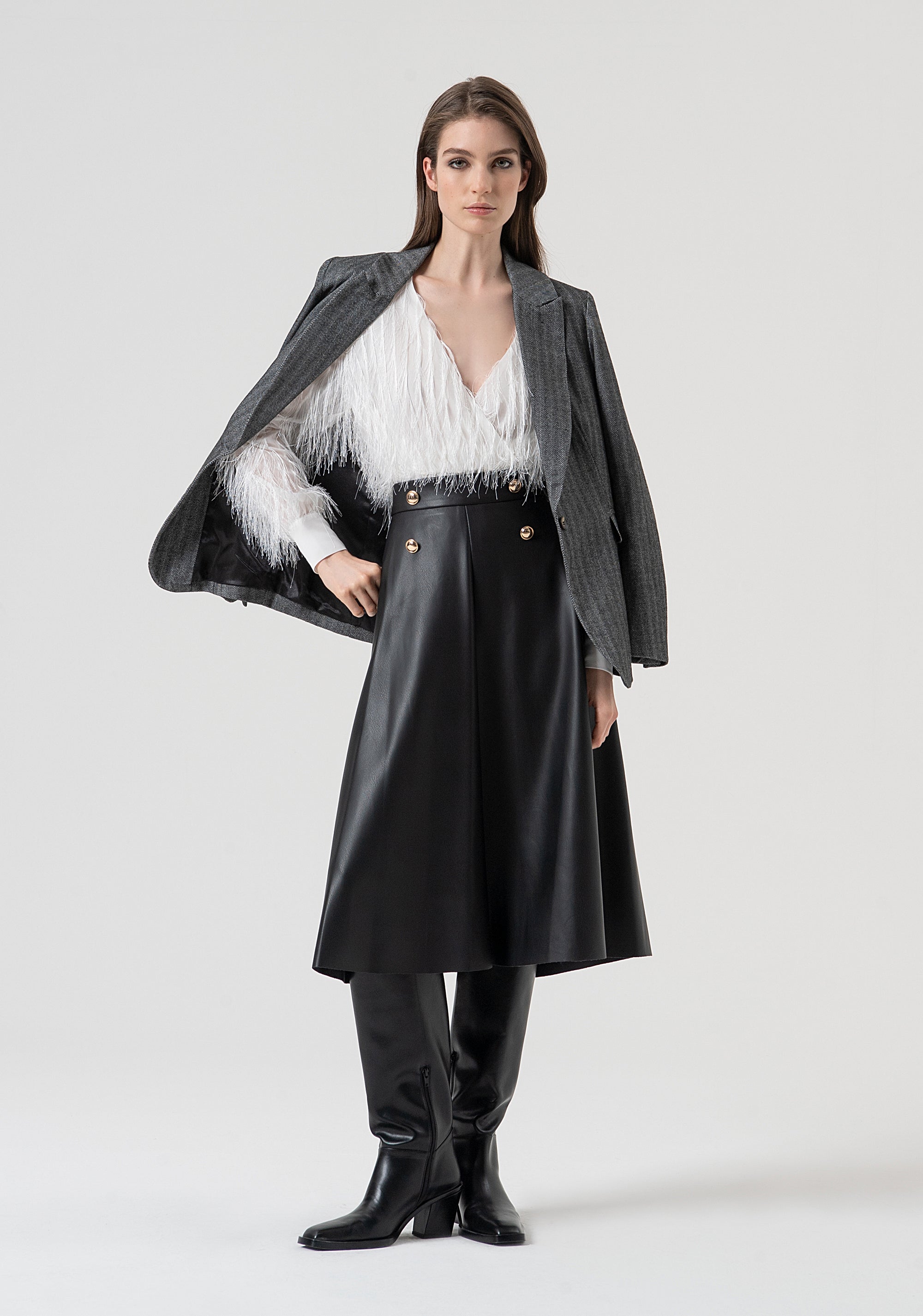 Gonna flare midi a vita alta FR25WG3002P41101-053 Fracomina