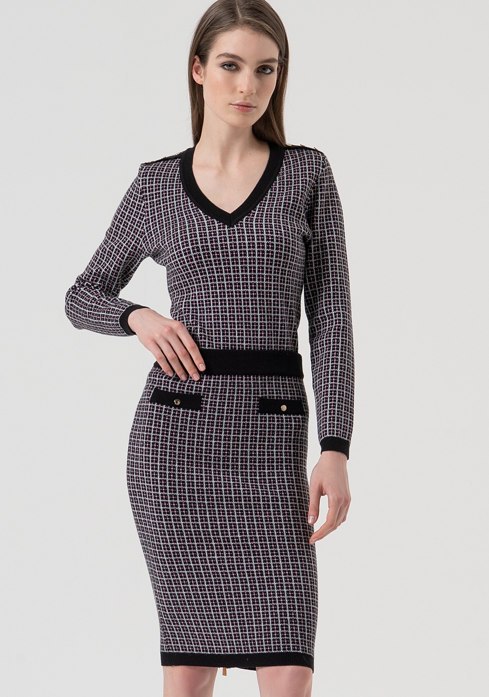 Gonna slim midi con jacquard geometrico FR25WG4010K503F8-053 Fracomina