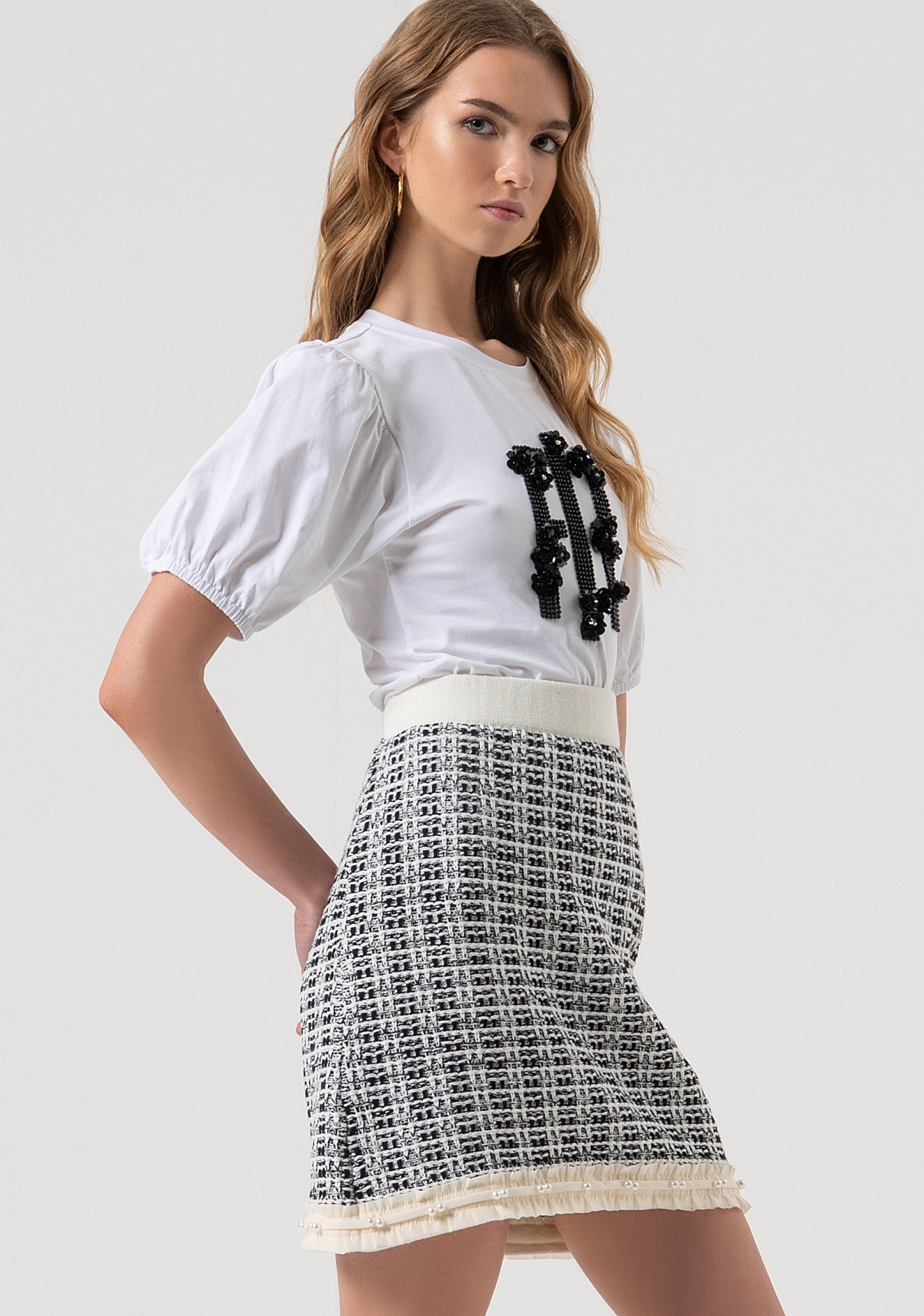 Gonna flare mini in tweed FR25WG4013K51601-054 Fracomina