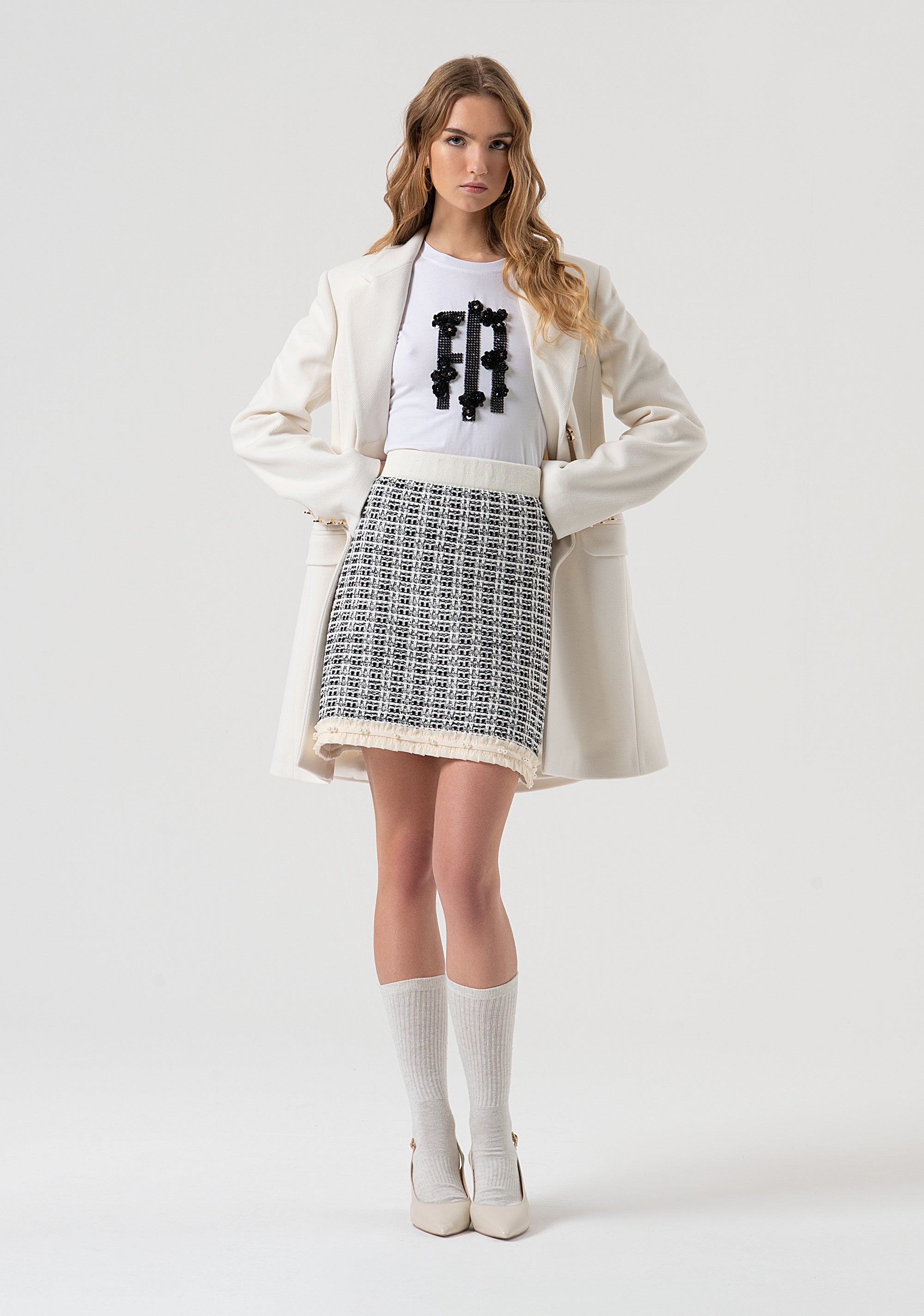 Gonna flare mini in tweed FR25WG4013K51601-054 Fracomina
