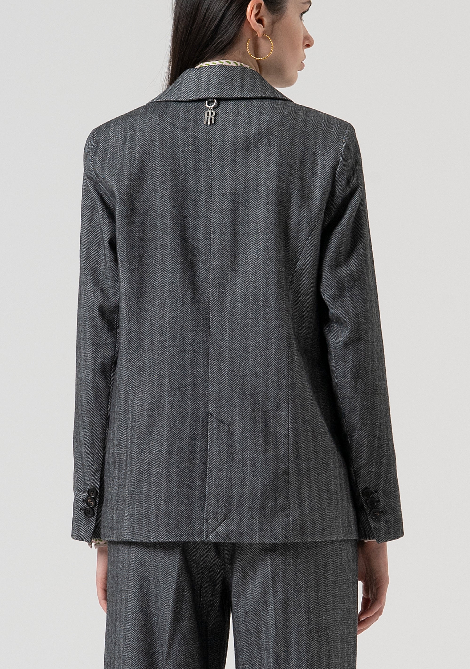 Blazer regular monopetto in fantasia spigata FR25WJ2005W492W5-159 Fracomina