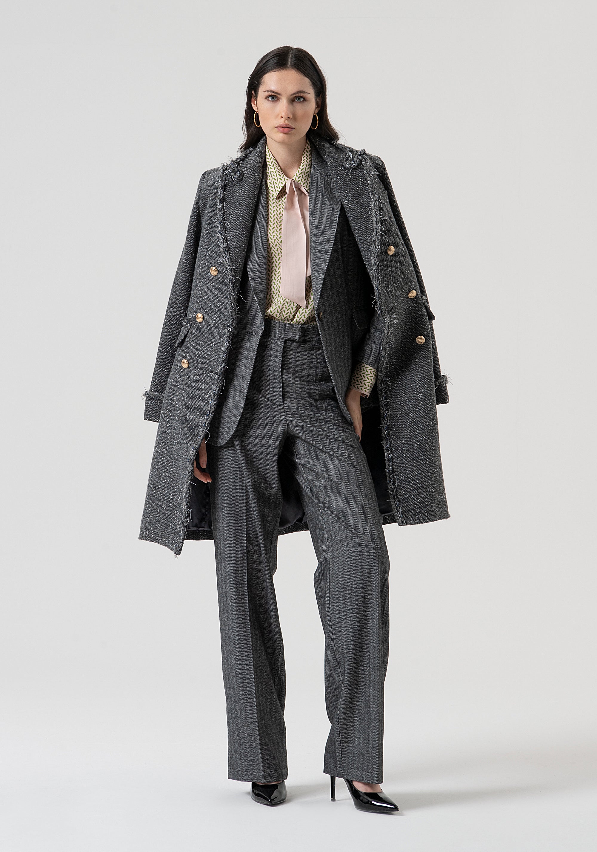 Blazer regular monopetto in fantasia spigata FR25WJ2005W492W5-159 Fracomina