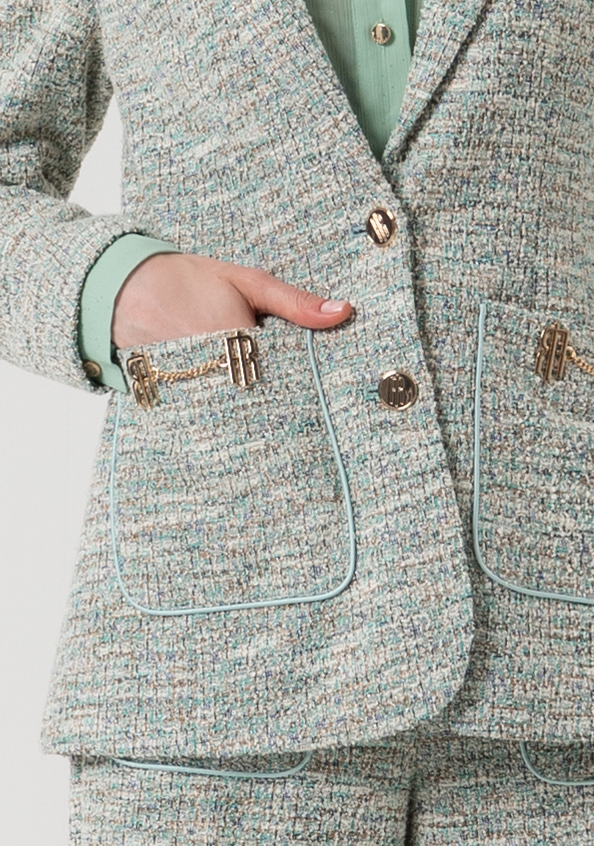Blazer regular monopetto in tweed FR25WJ2007W814S9-210 Fracomina
