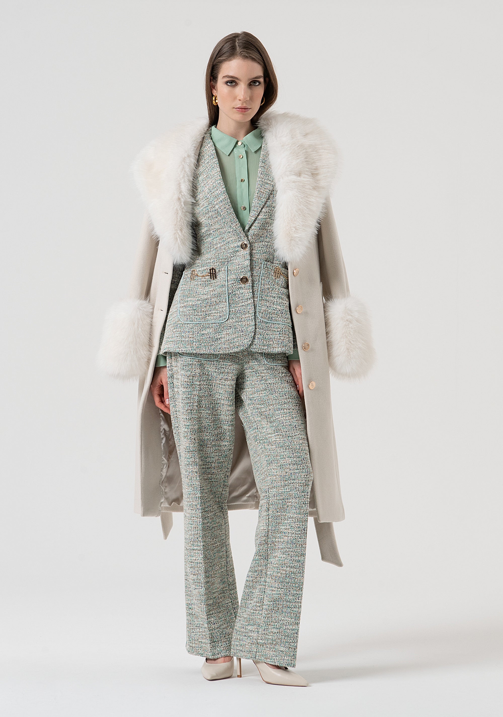 Blazer regular monopetto in tweed FR25WJ2007W814S9-210 Fracomina