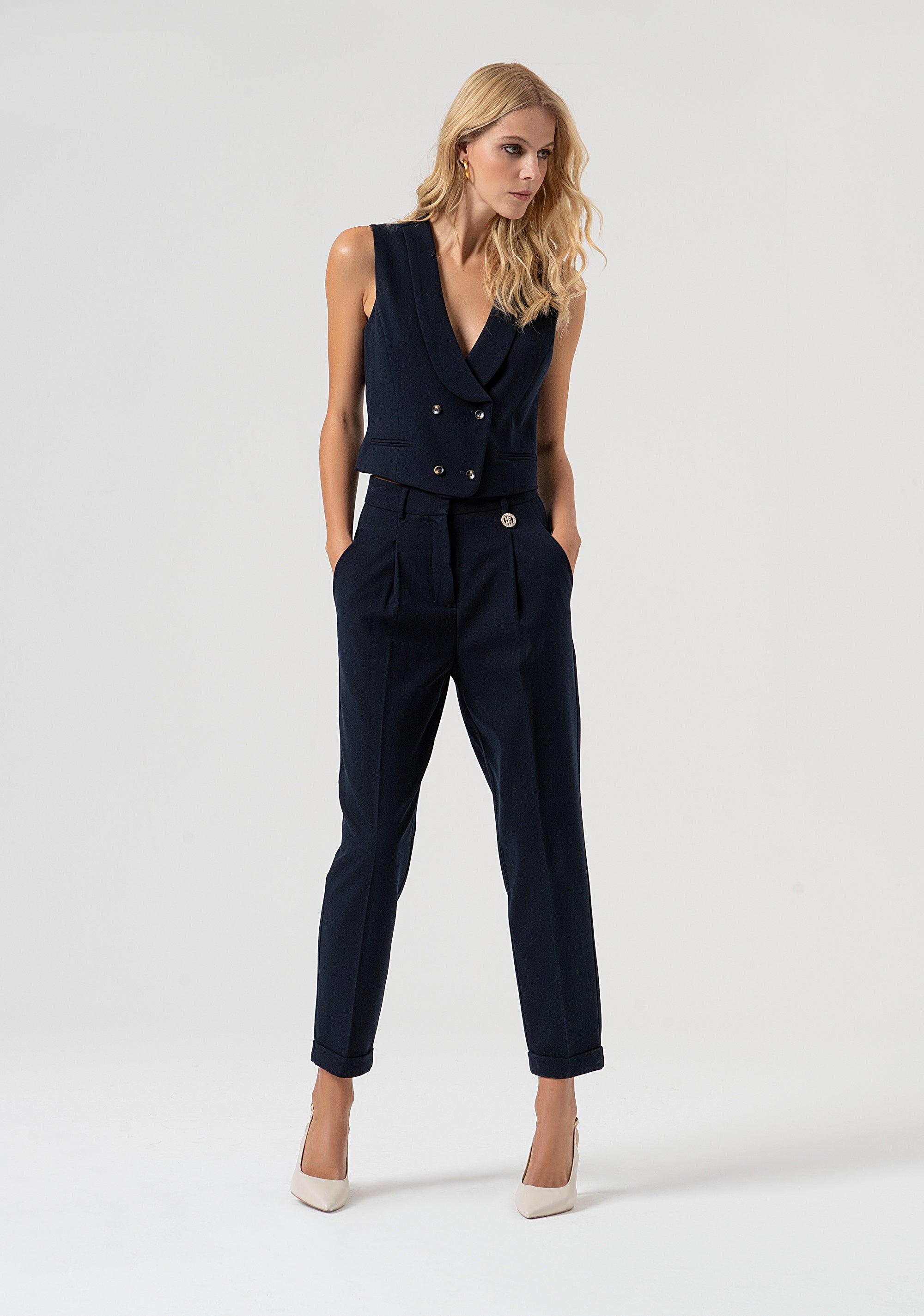 Gilet slim con revers sciallato FR25WJ5004W80301-117 Fracomina