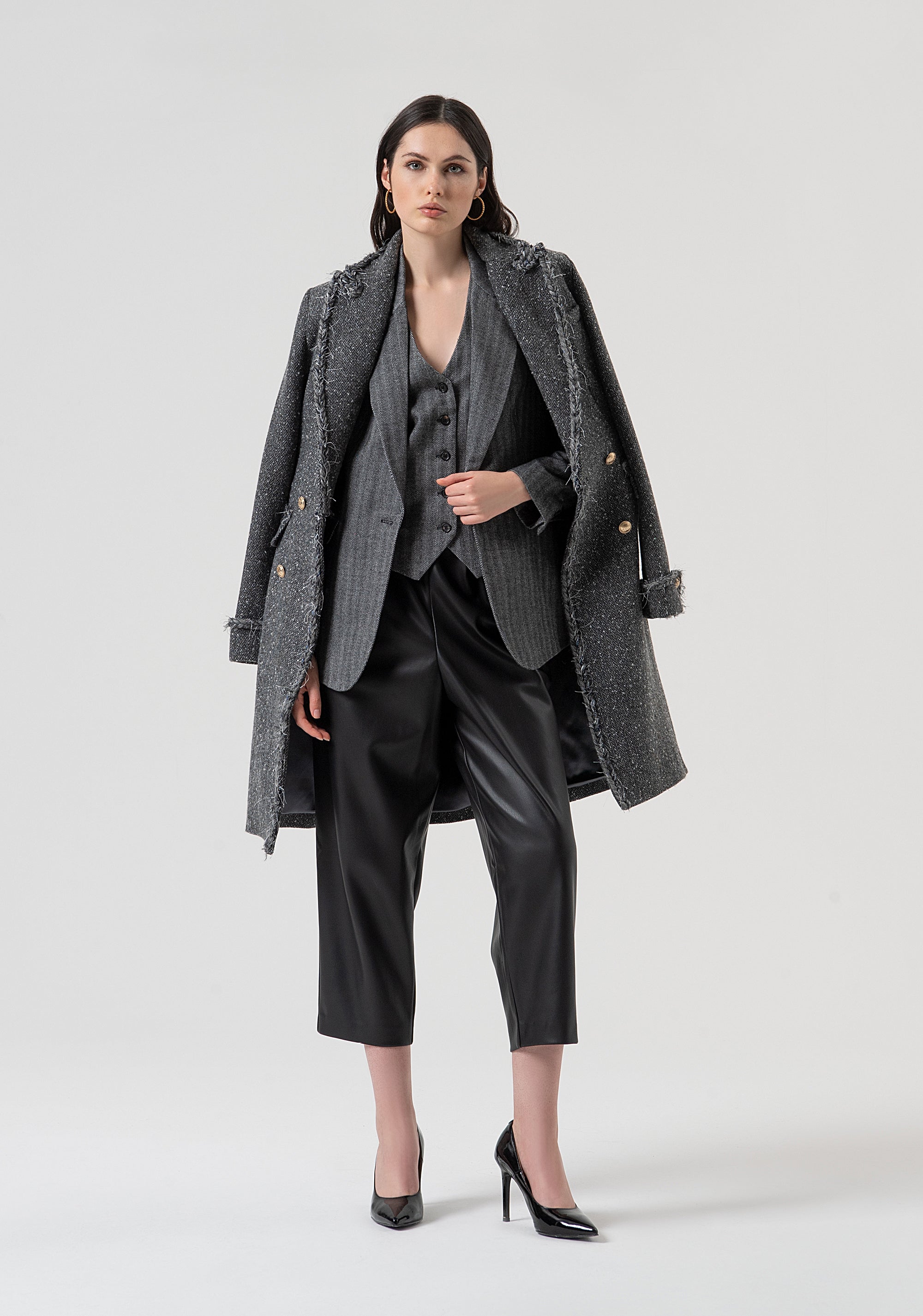 Gilet regular in tessuto gessato FR25WJ5005W492W5-159 Fracomina