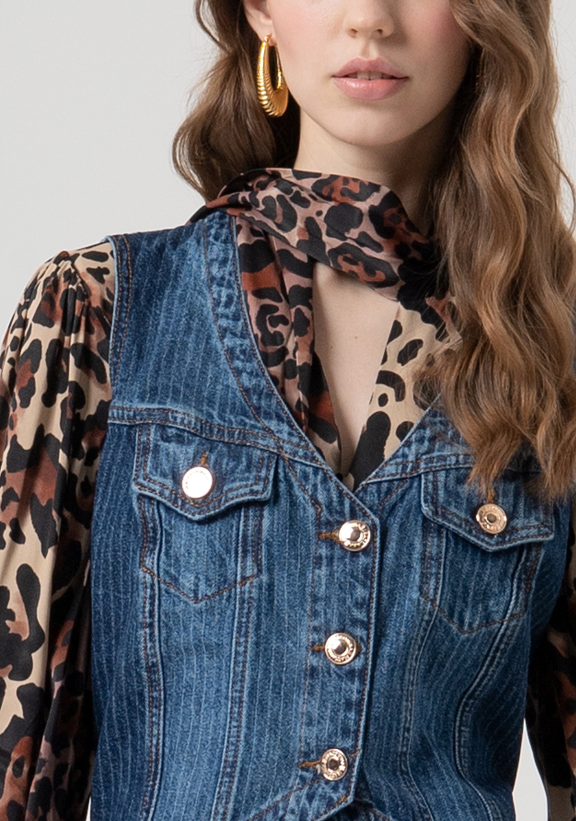 Gilet slim in denim gessato FR25WJ5018D419F8-T64 Fracomina