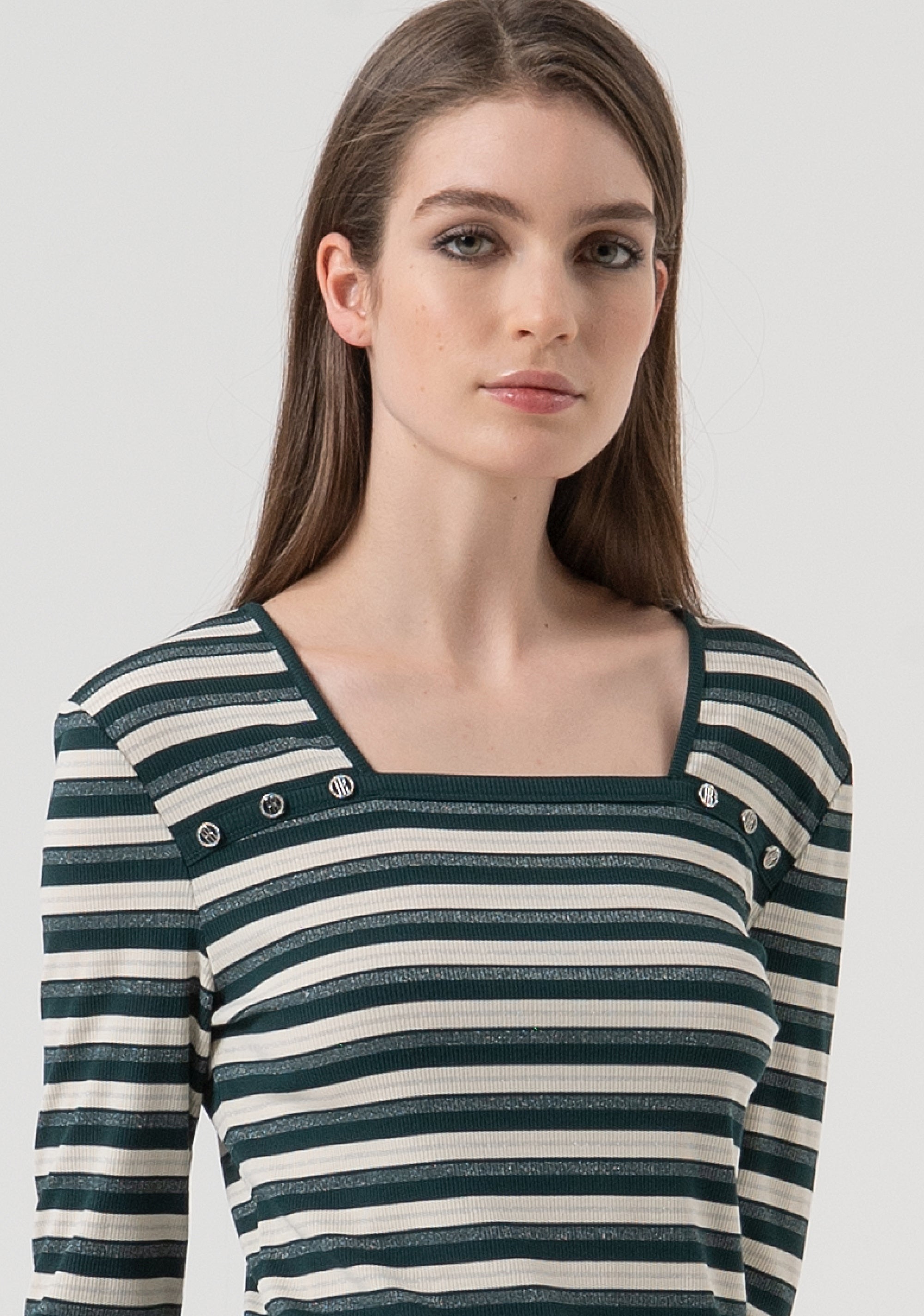 T-shirt slim a righe FR25WT3027J489N8-T68 Fracomina