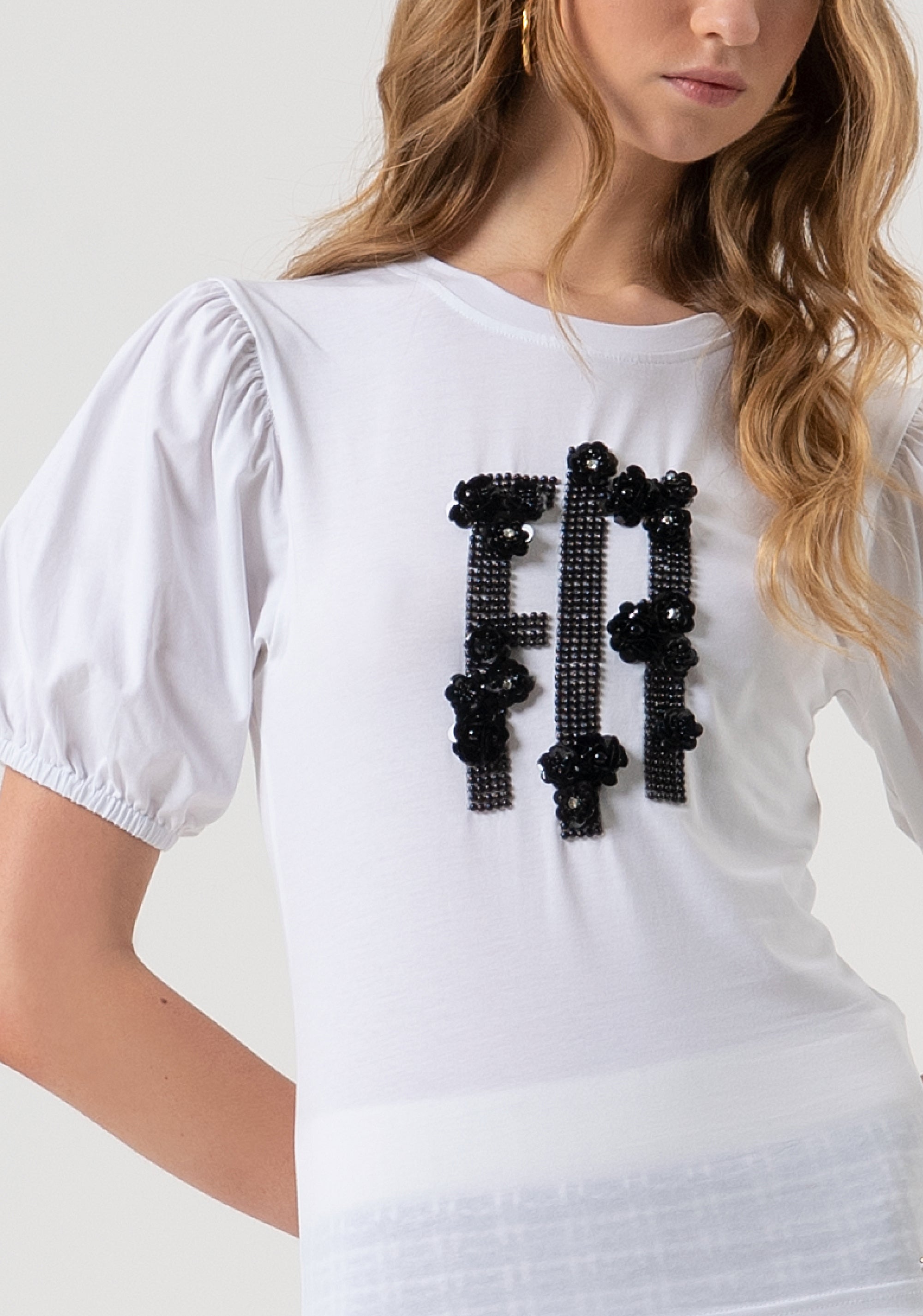 T-shirt slim in jersey con maniche corte a palloncino FR25WT3061J401N5-278 Fracomina