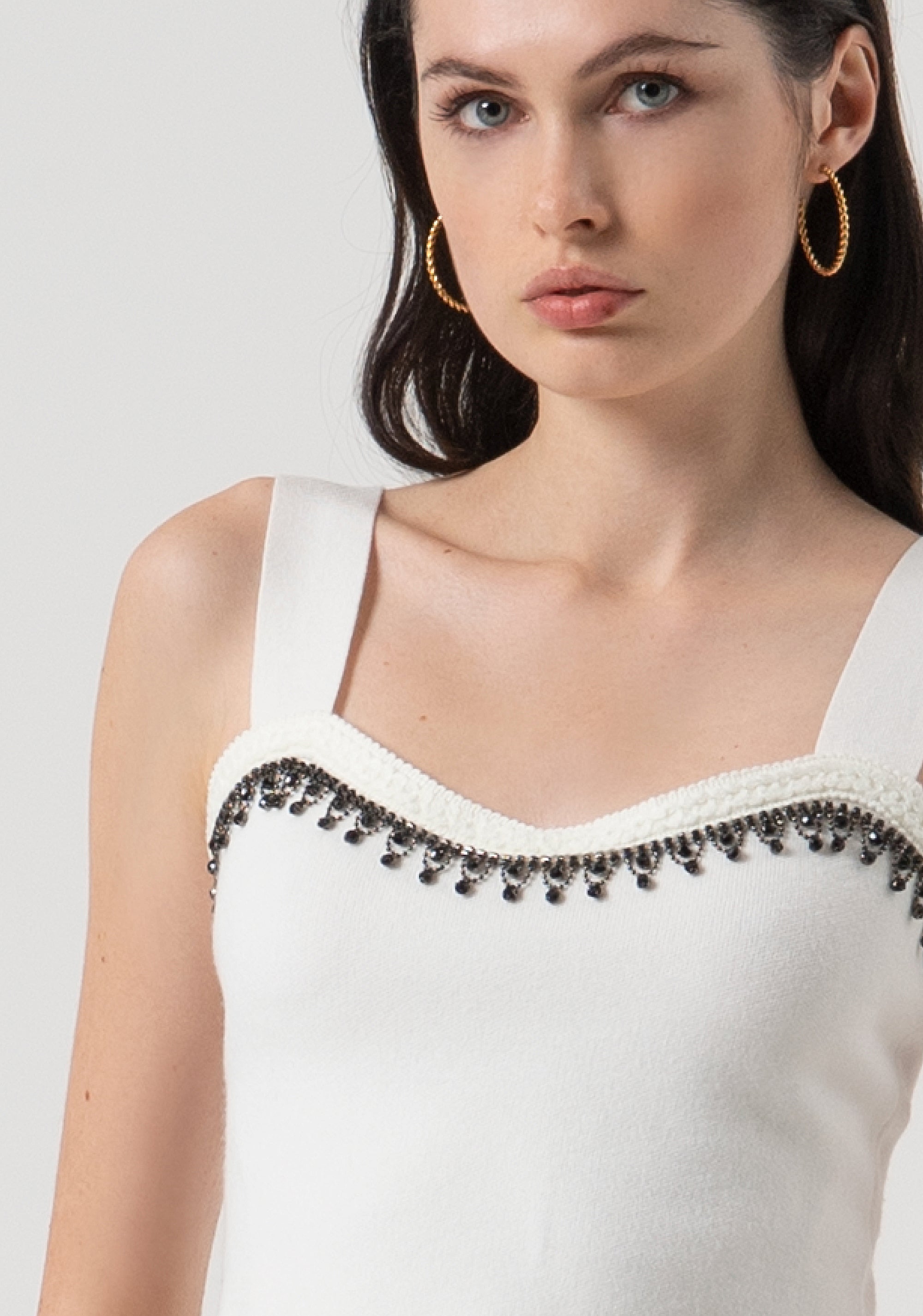 Top senza maniche cropped in maglia FR25WT4002K50401-108 Fracomina