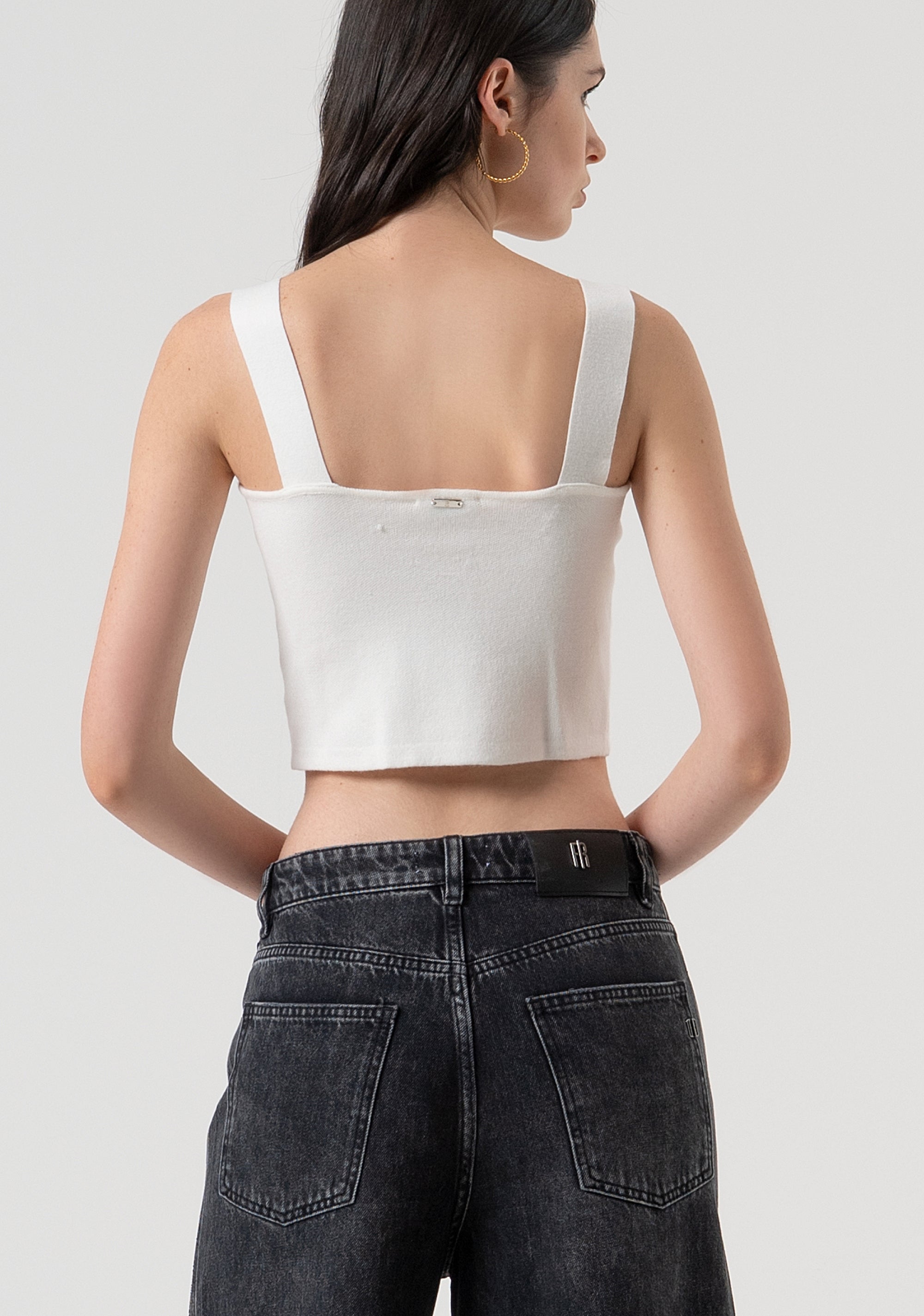 Top senza maniche cropped in maglia FR25WT4002K50401-108 Fracomina