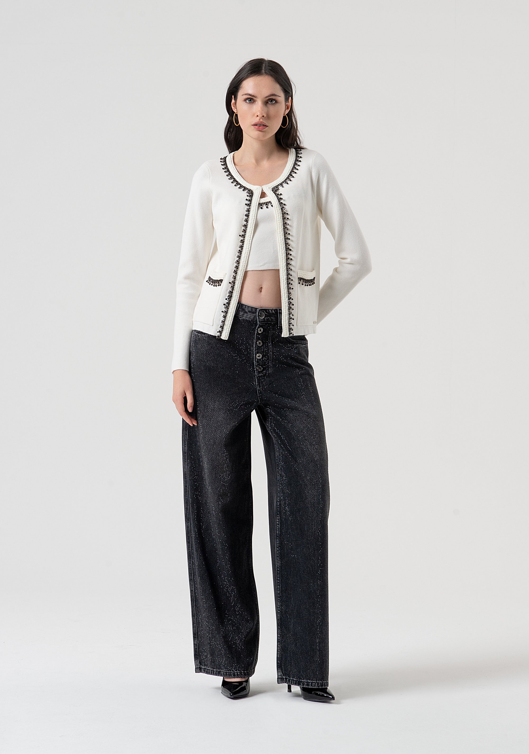 Top senza maniche cropped in maglia FR25WT4002K50401-108 Fracomina