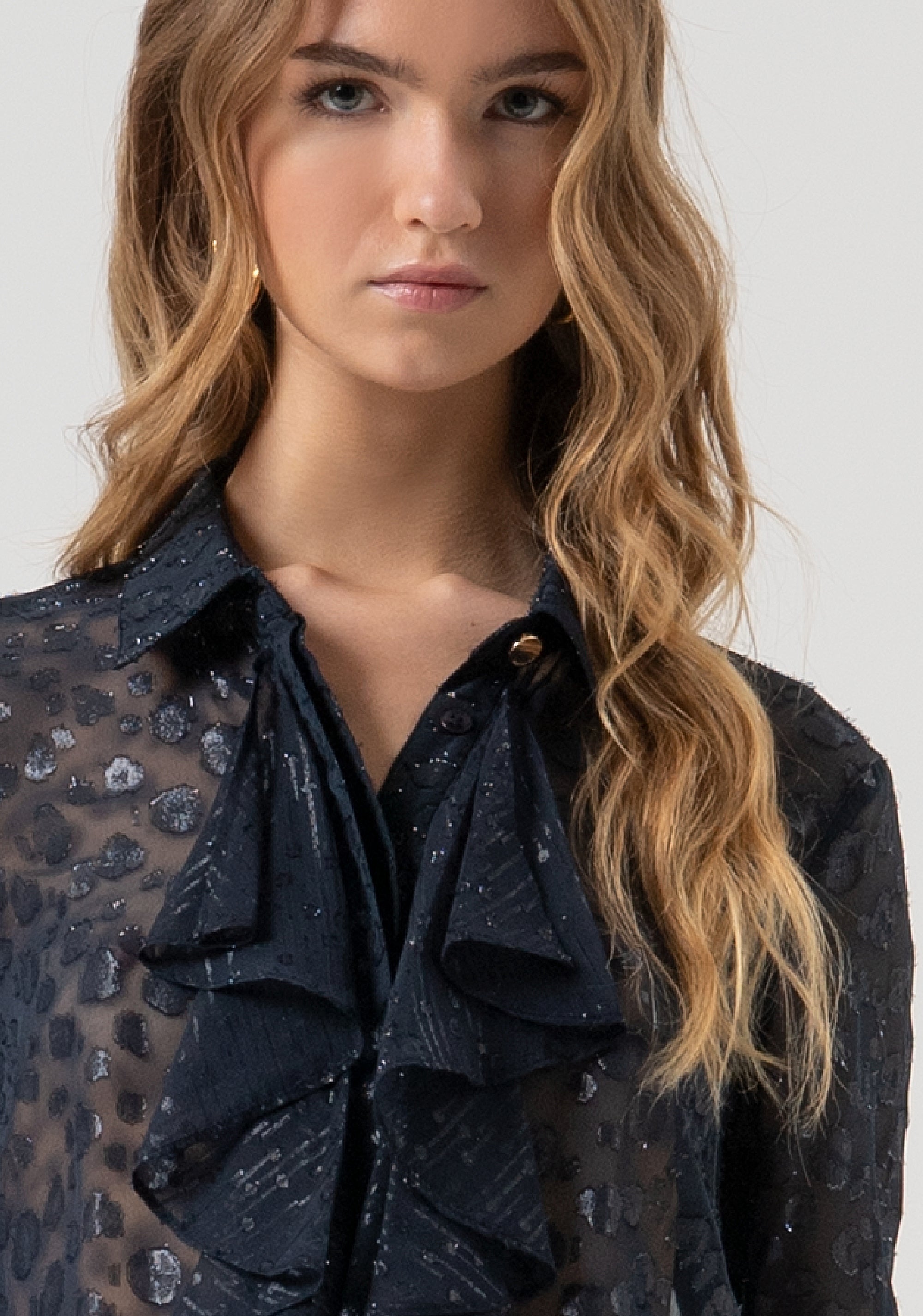 Camicia regular in tessuto devorè animalier FR25WT6009W406F8-117 Fracomina