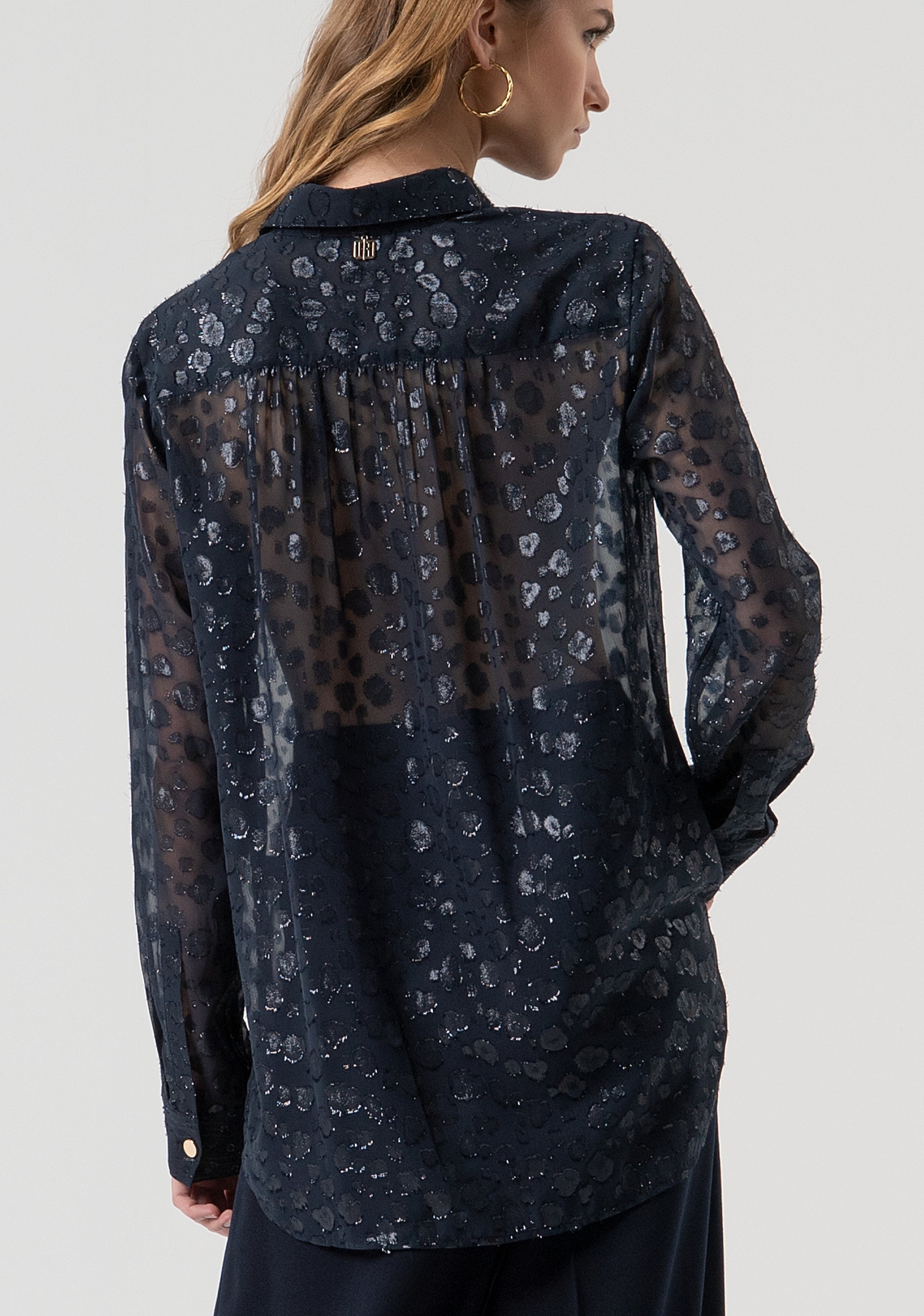 Camicia regular in tessuto devorè animalier FR25WT6009W406F8-117 Fracomina