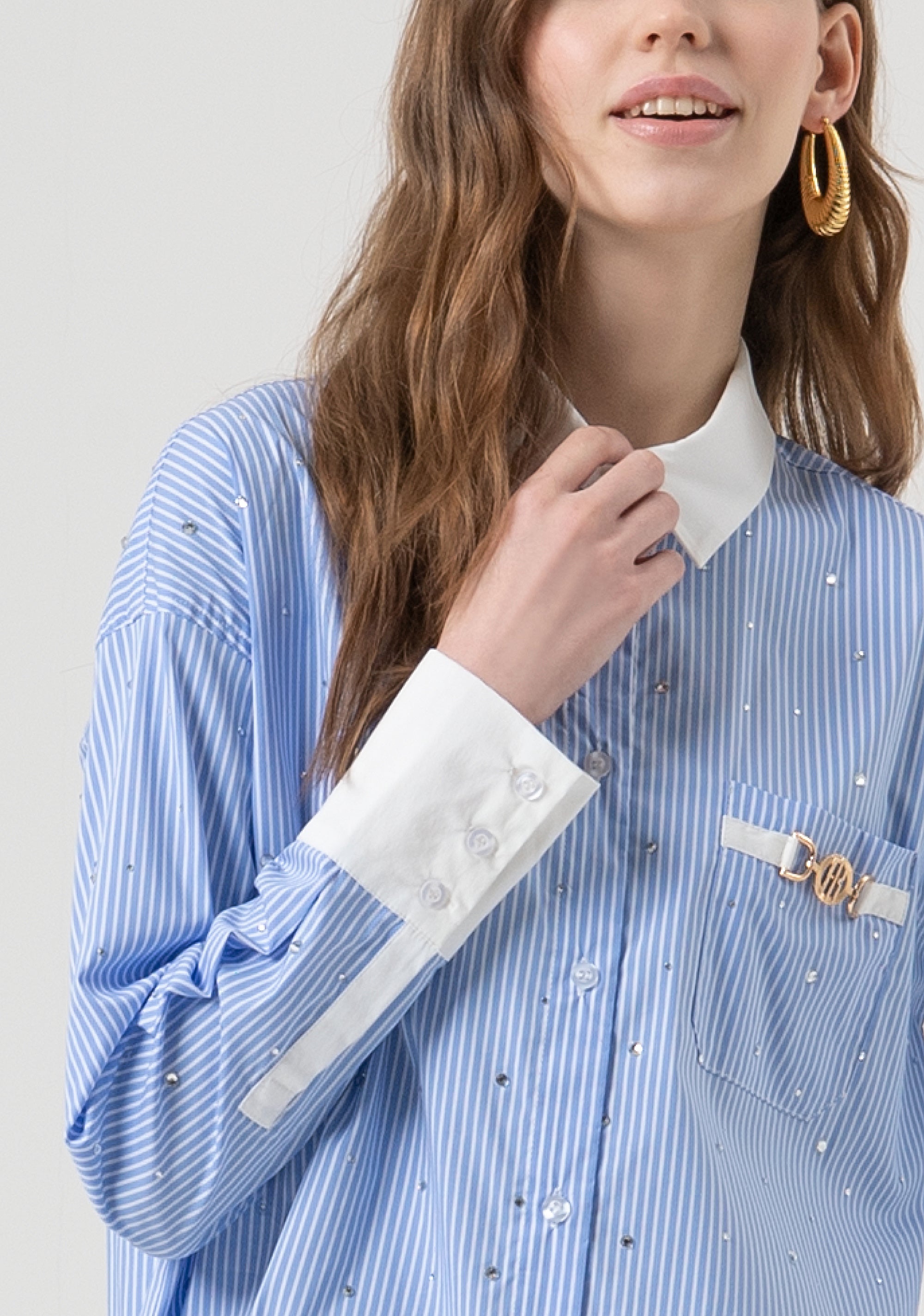 Camicia over a righe FR25WT6011W520N8-283 Fracomina