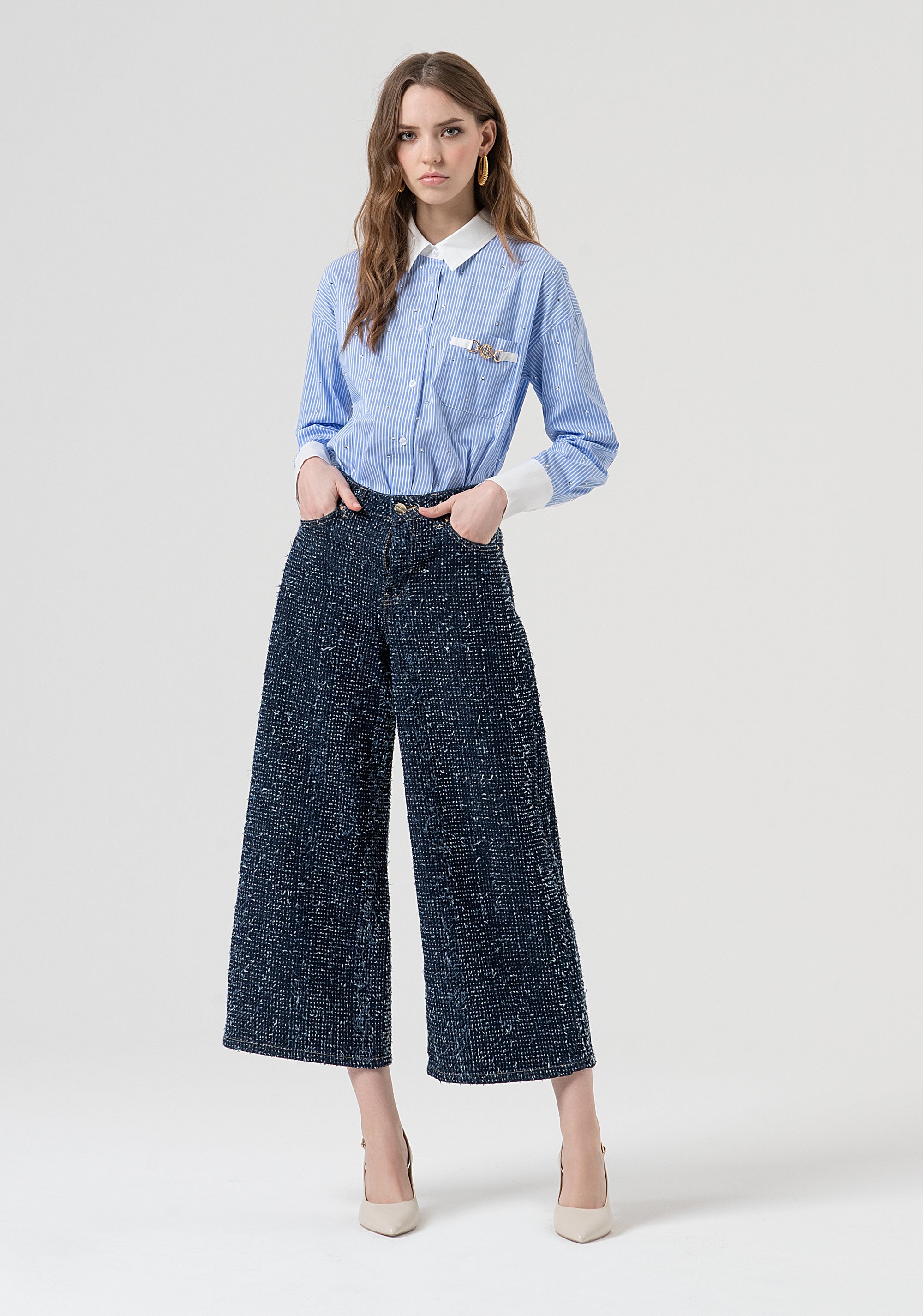 Camicia over a righe FR25WT6011W520N8-283 Fracomina