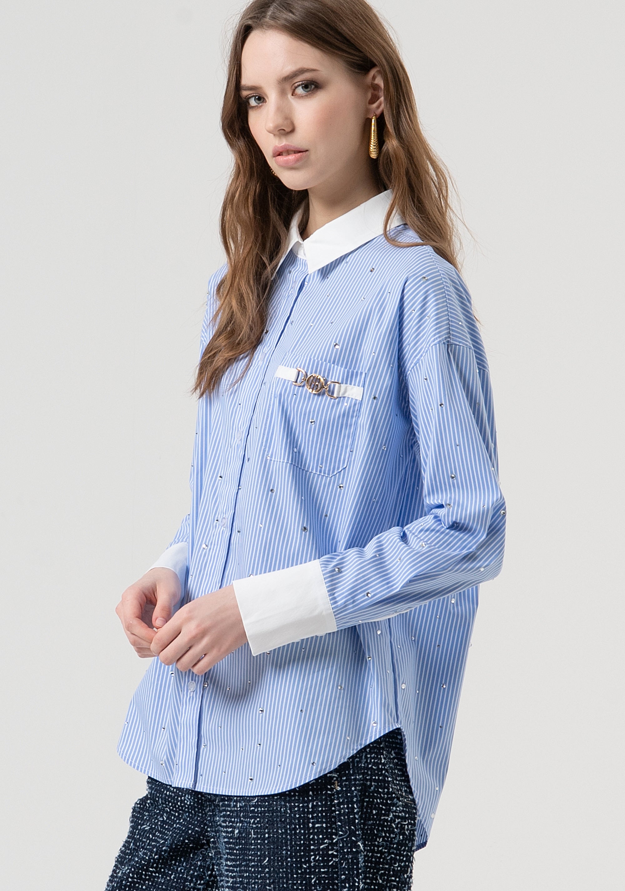 Camicia over a righe FR25WT6011W520N8-283 Fracomina