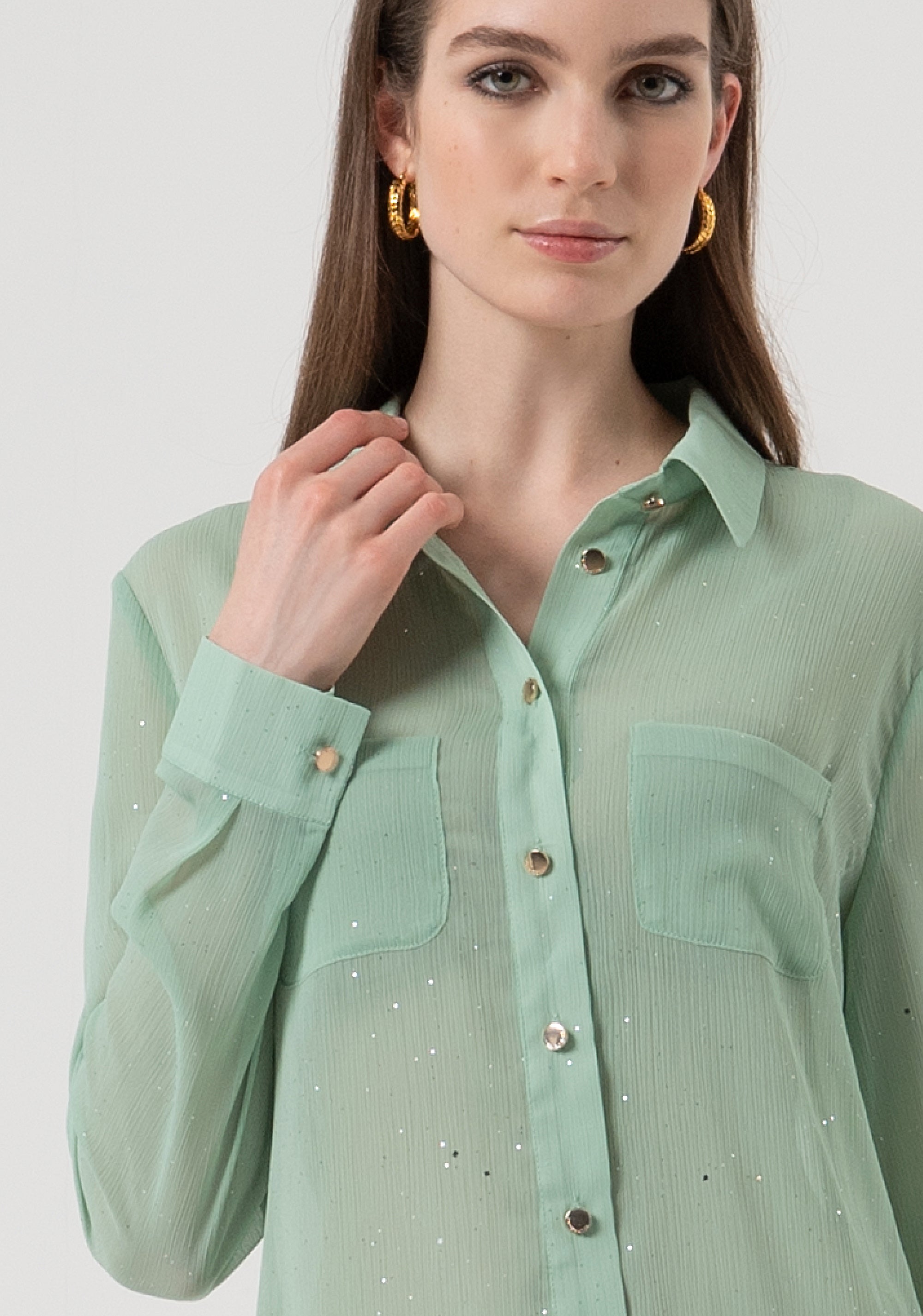 Camicia regular con strass FR25WT6033W412M8-B08 Fracomina