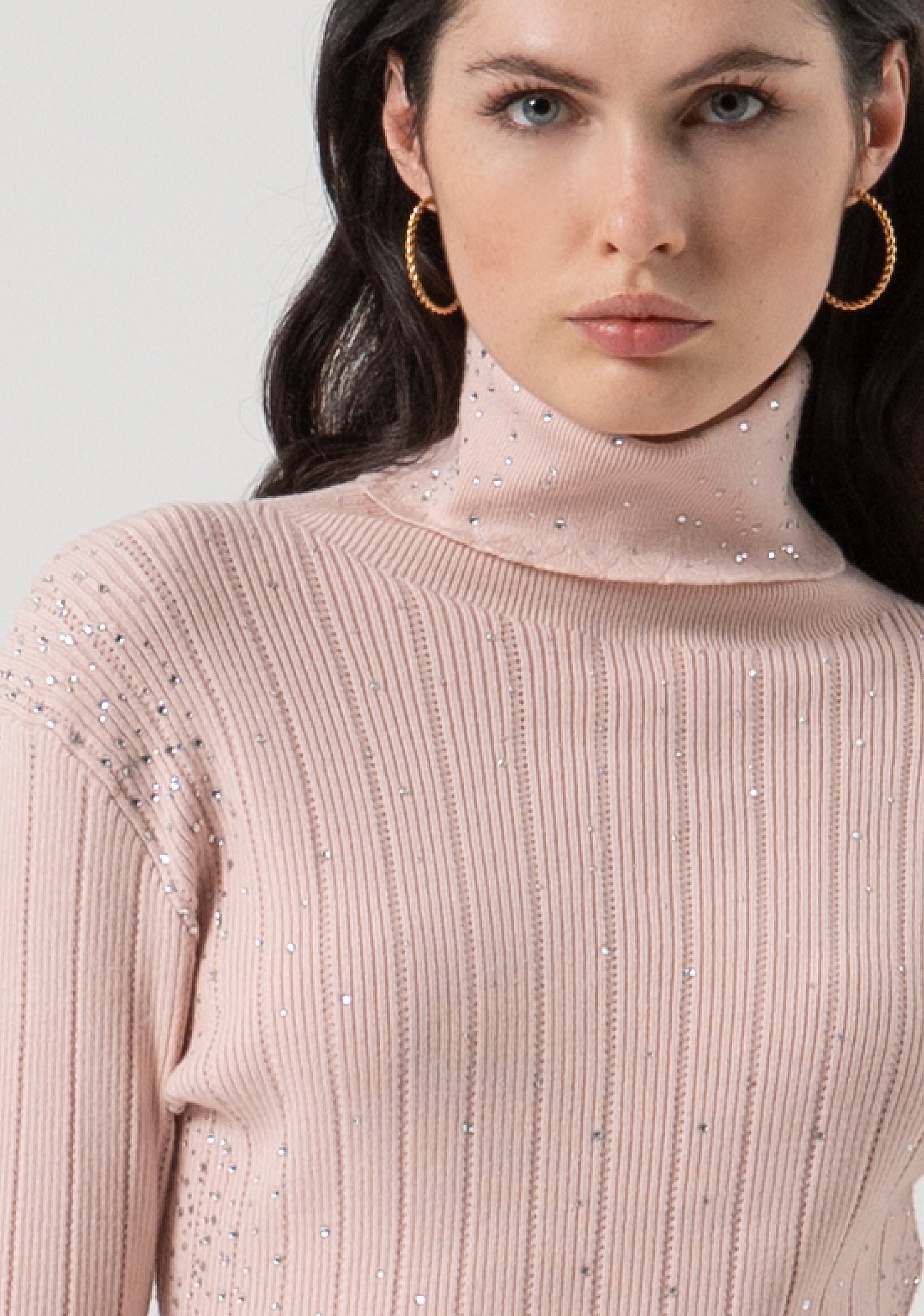 Maglia slim a costine con strass FR25WT7030K50401-Q93 Fracomina