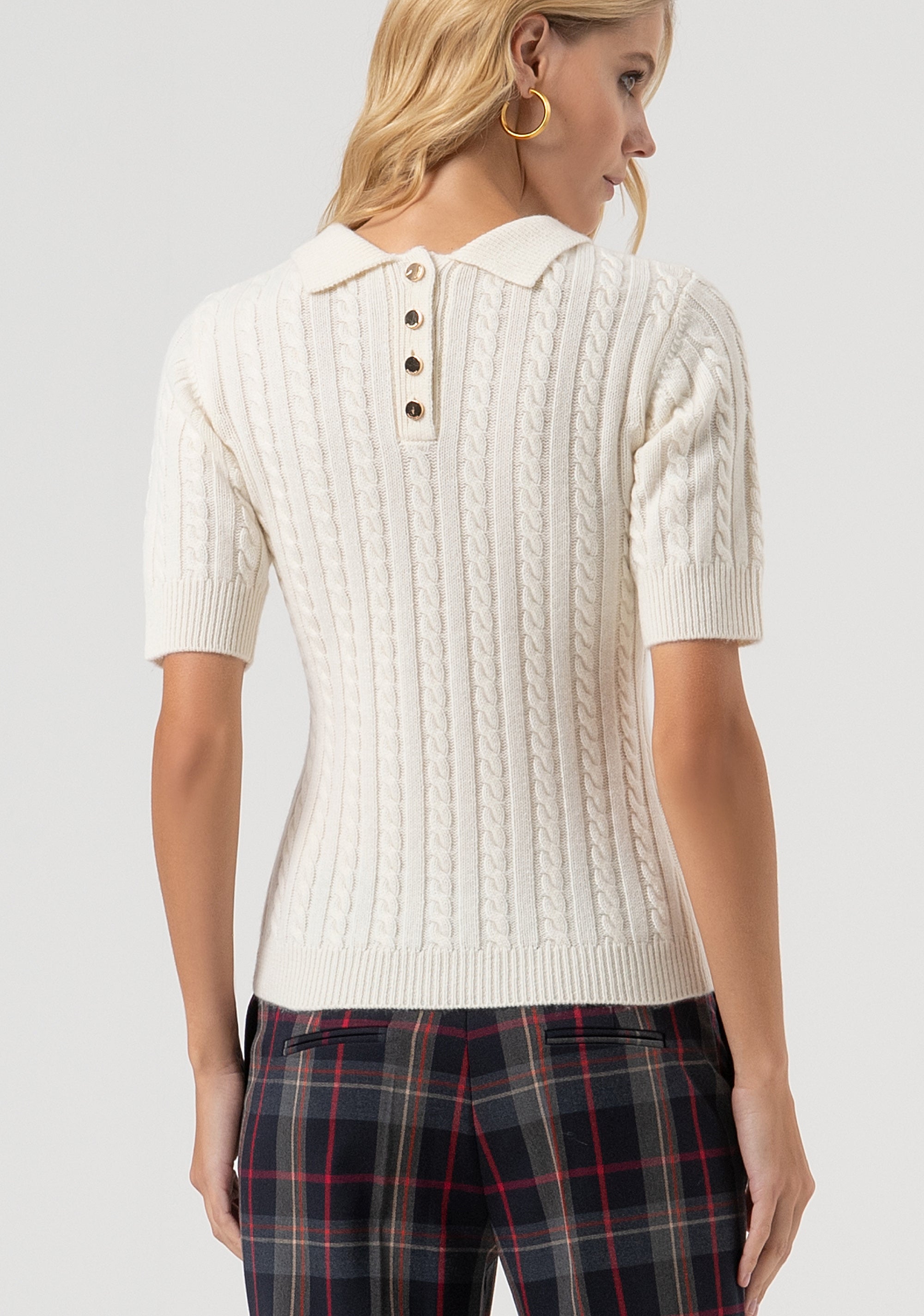 Maglia slim con punto treccia in lana e cashmere FR25WT7033K53201-108 Fracomina