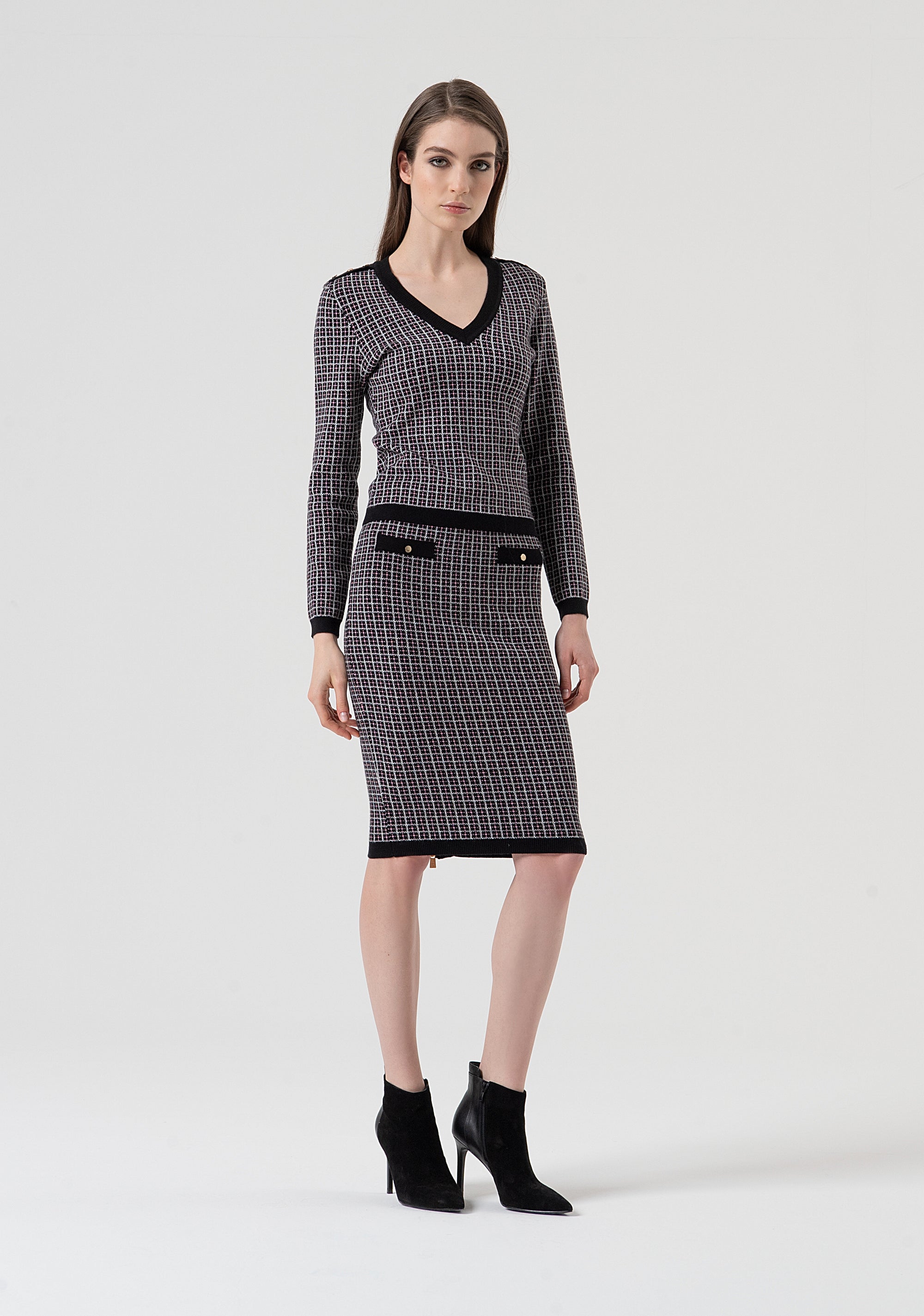 Maglia slim in jacquard geometrico FR25WT7038K503F8-053 Fracomina