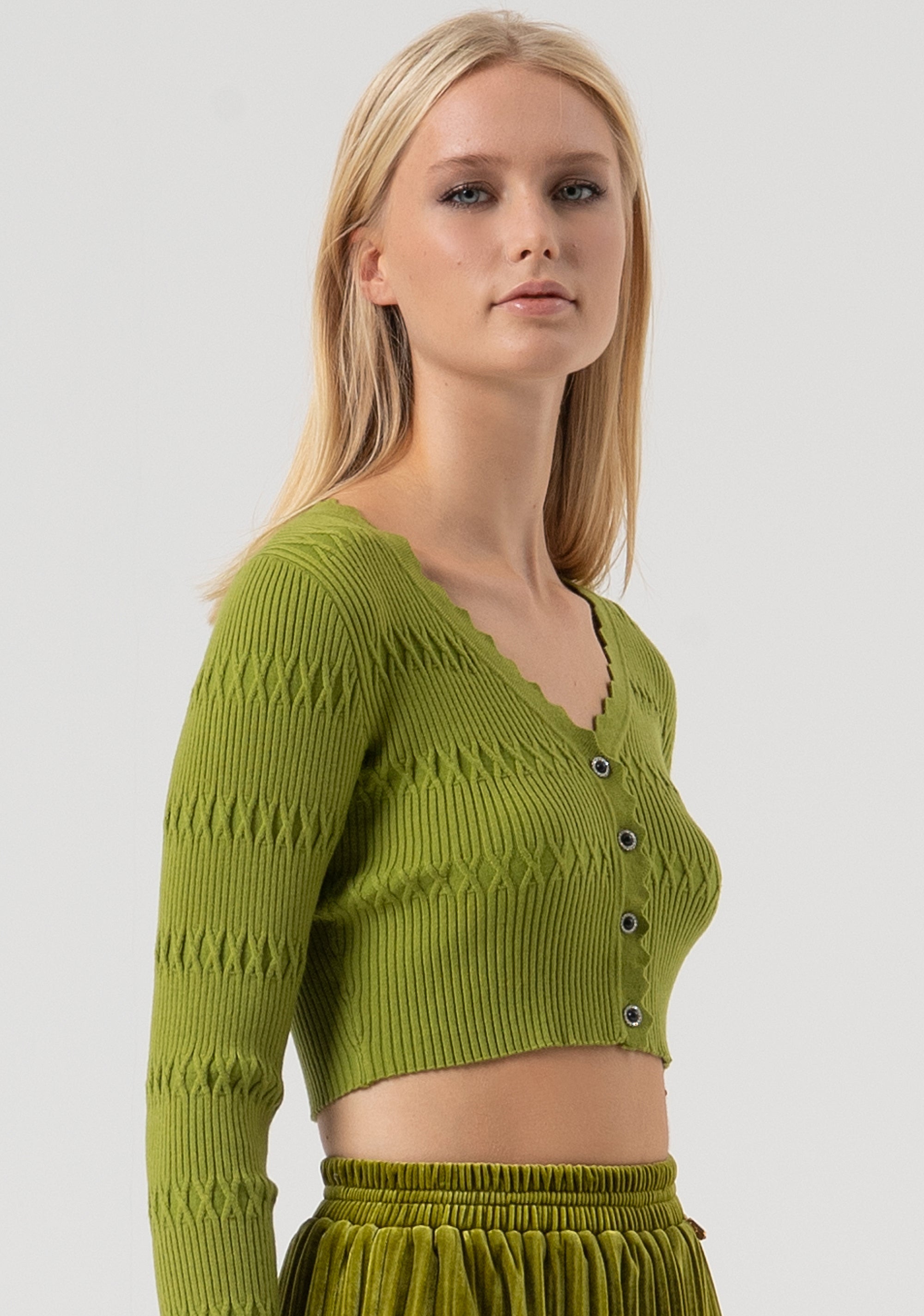 Cardigan slim cropped a costine FR25WT8018K50401-813 Fracomina