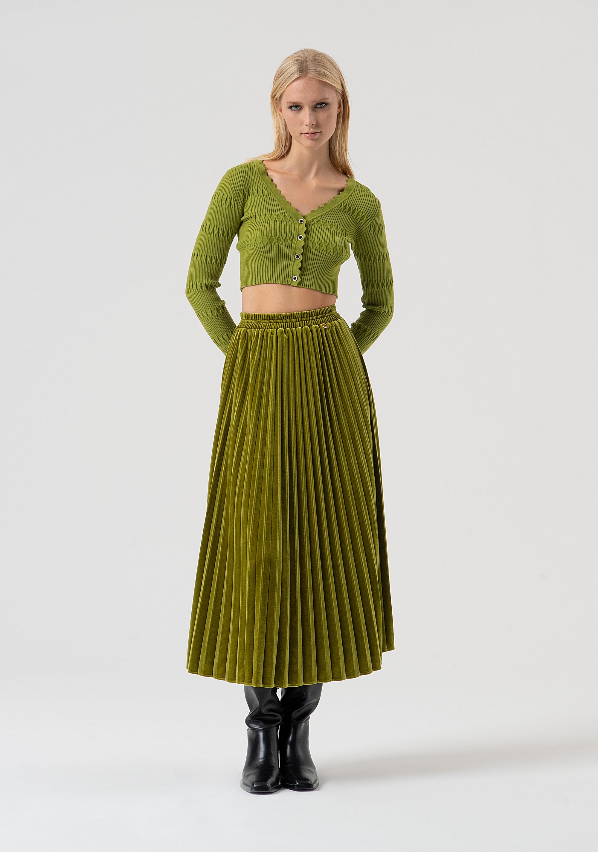 Cardigan slim cropped a costine FR25WT8018K50401-813 Fracomina