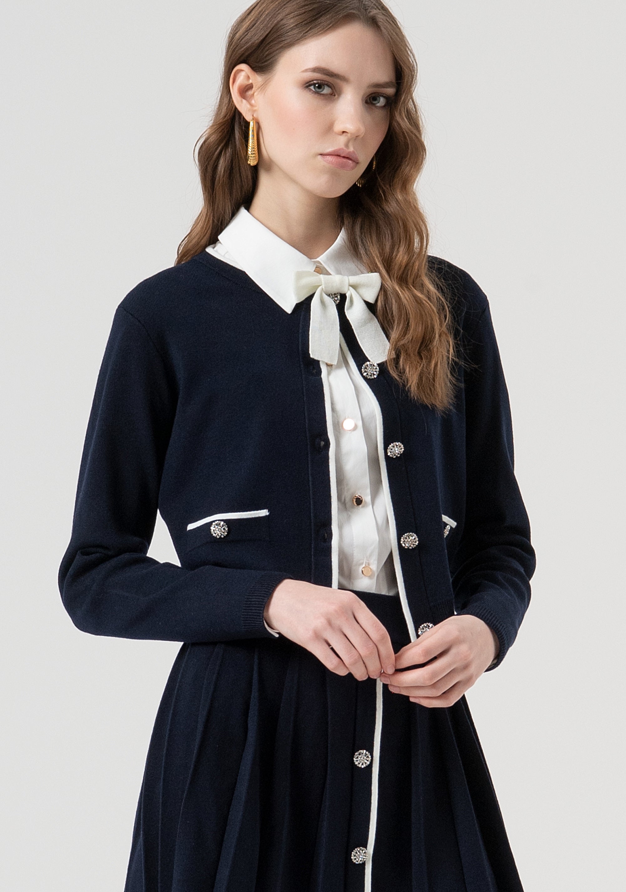 Cardigan regular con bottoni gioiello per apertura FR25WT8023K45601-968 Fracomina