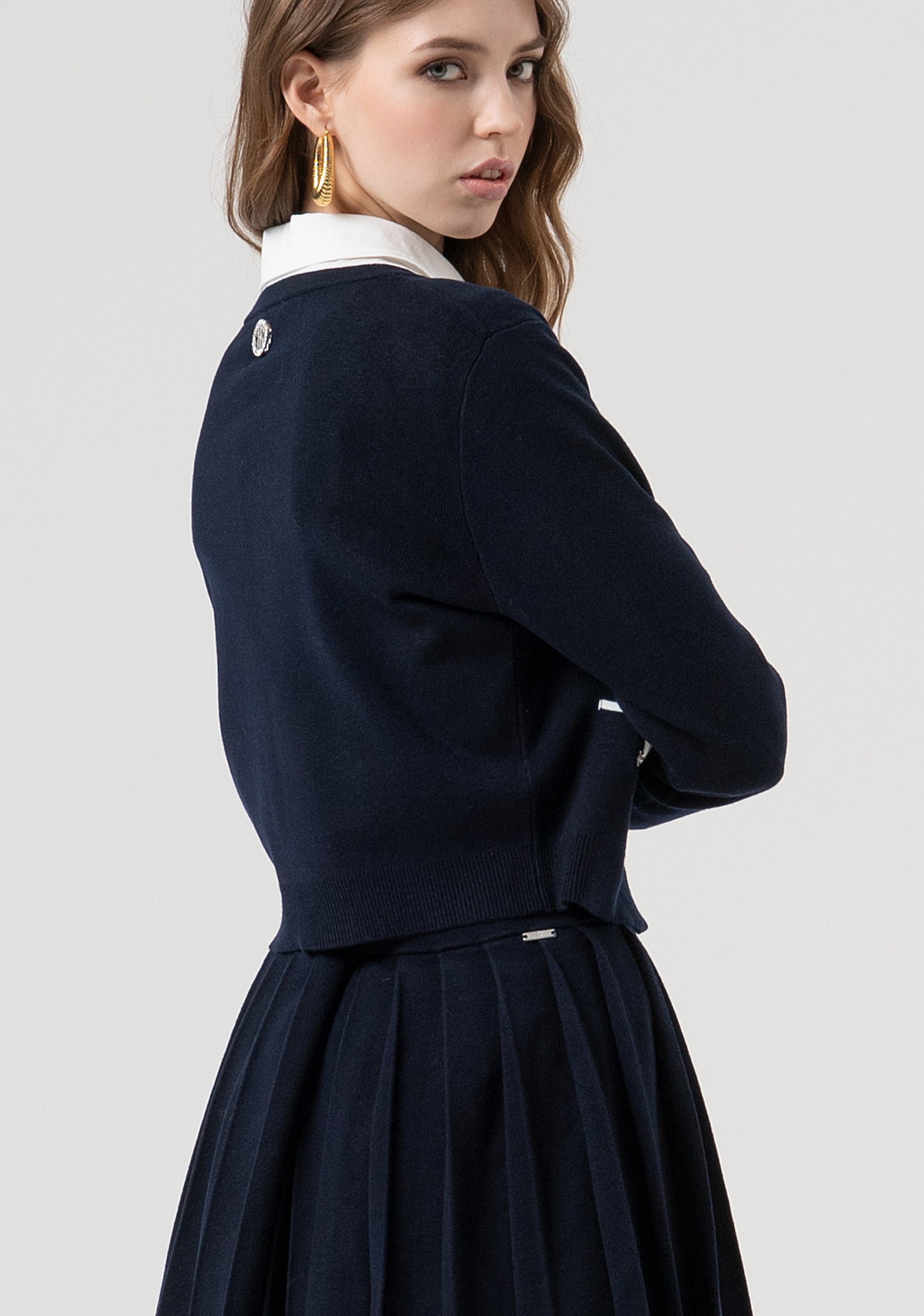 Cardigan regular con bottoni gioiello per apertura FR25WT8023K45601-968 Fracomina