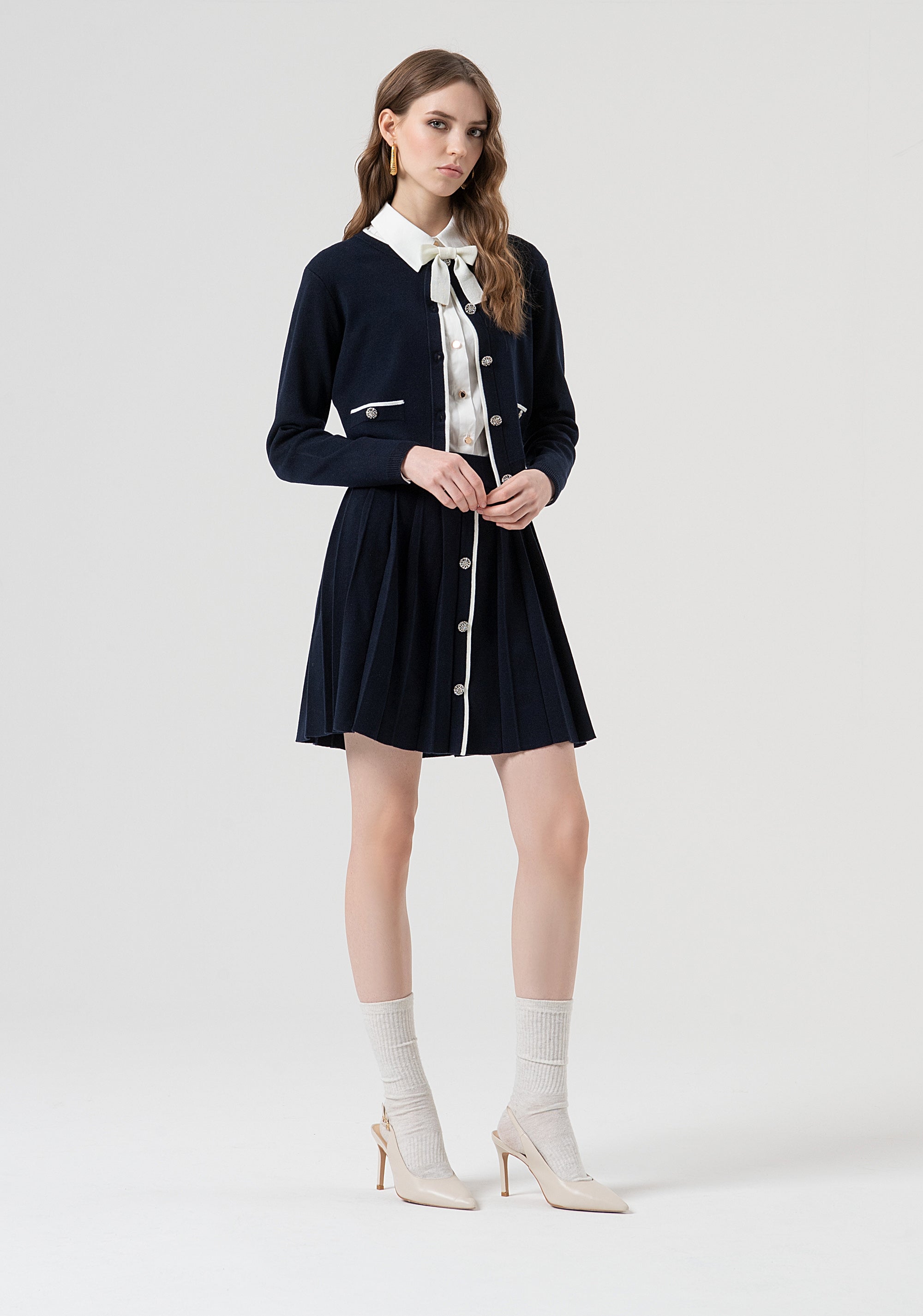 Cardigan regular con bottoni gioiello per apertura FR25WT8023K45601-968 Fracomina