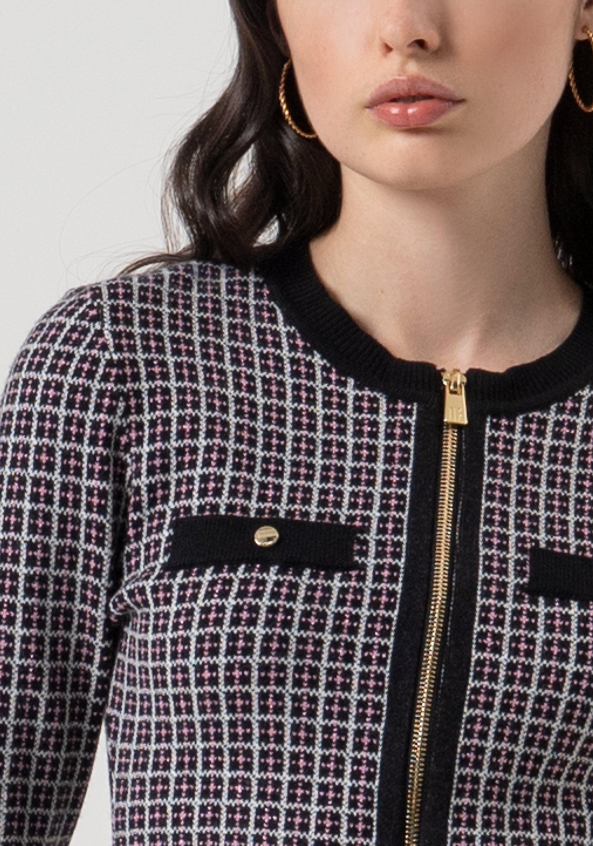 Cardigan slim con jacquard geometrico FR25WT8025K503F8-053 Fracomina