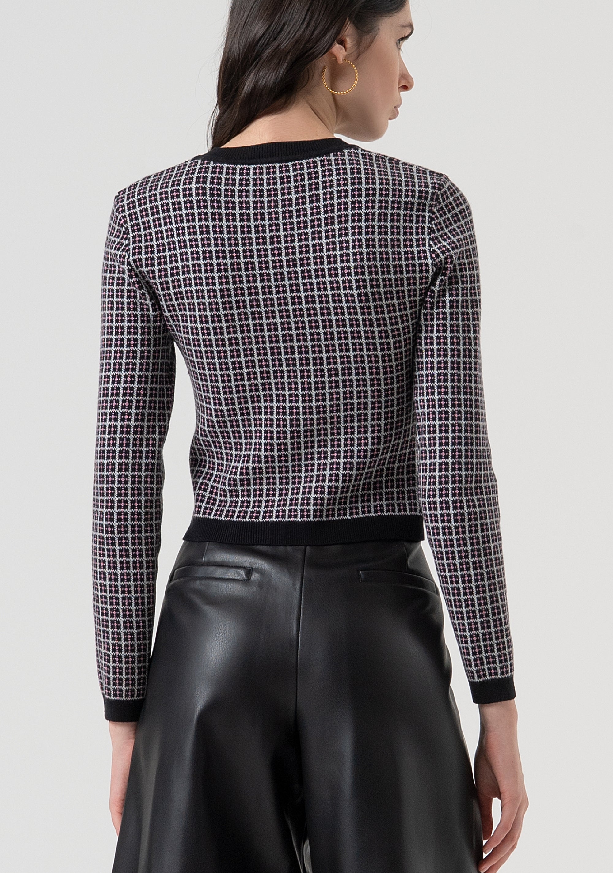 Cardigan slim con jacquard geometrico FR25WT8025K503F8-053 Fracomina