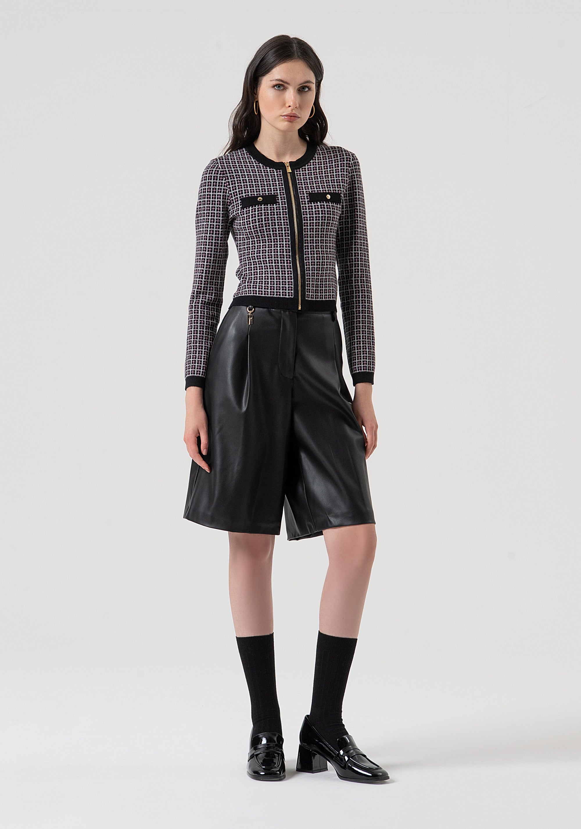 Cardigan slim con jacquard geometrico FR25WT8025K503F8-053 Fracomina