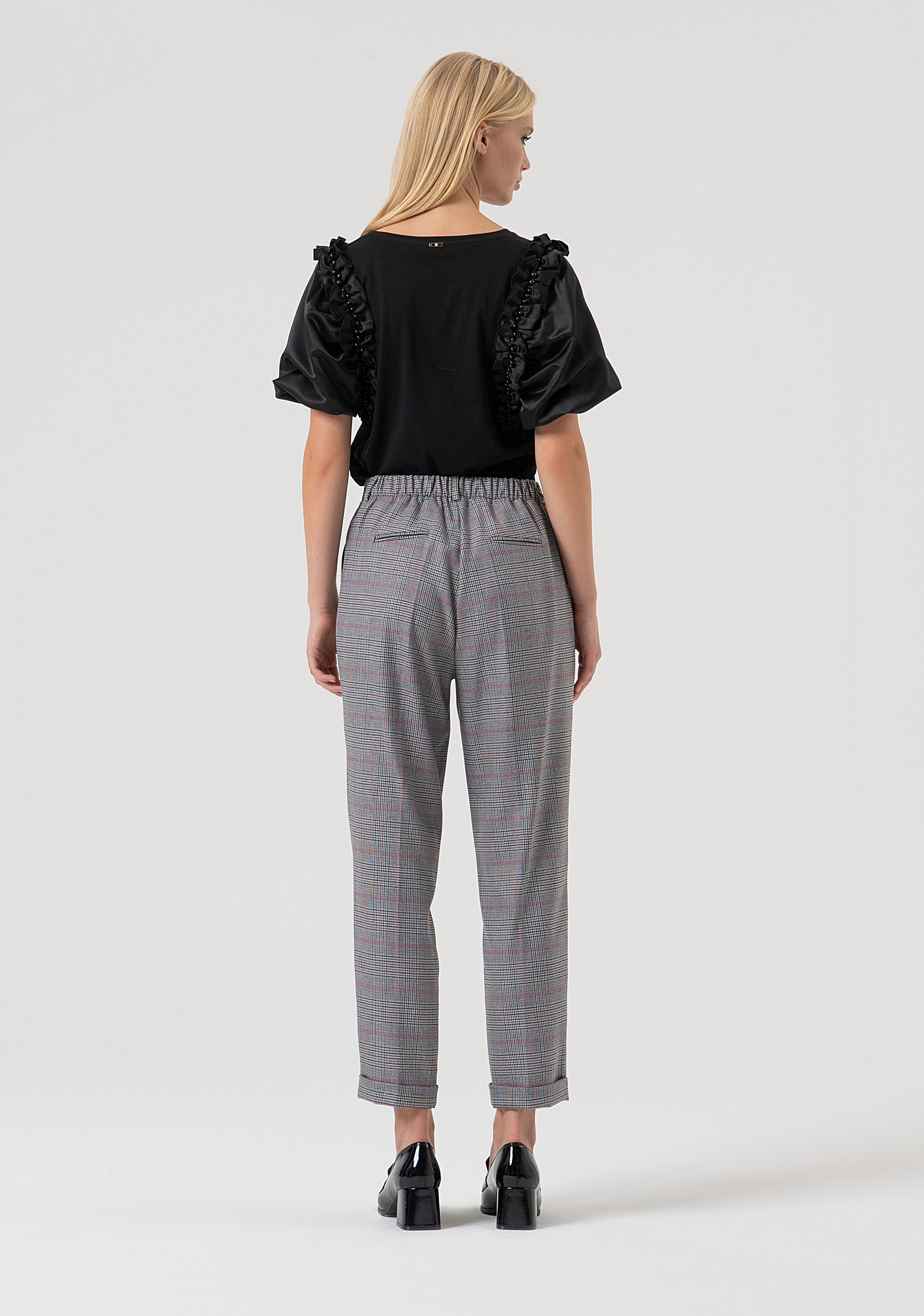 Pantalone regular jogger in fantasia Principe di Galles FR25WV2001W45995-210 Fracomina