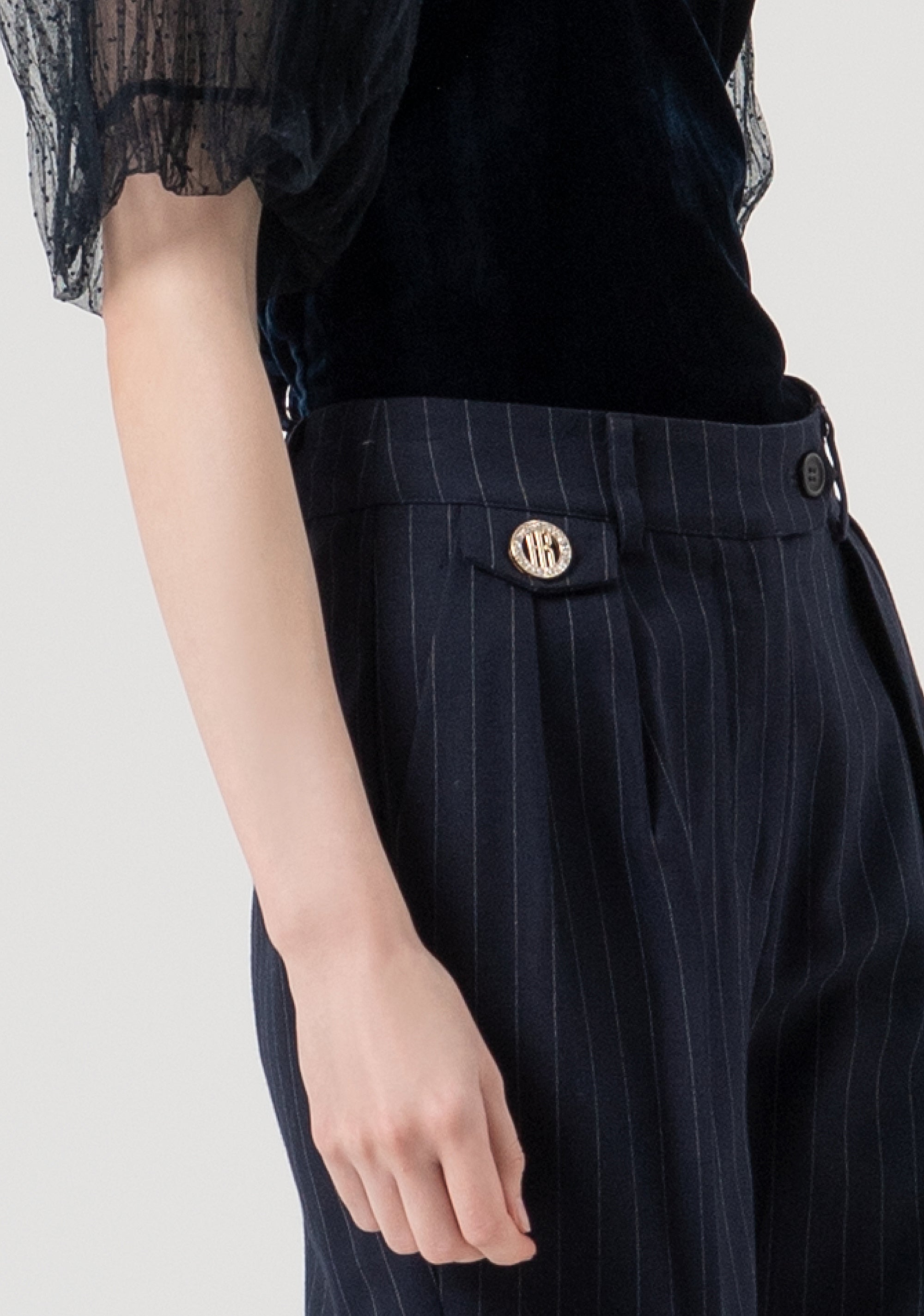 Pantalone flare in fantasia gessata FR25WV2005W813D4-117 Fracomina