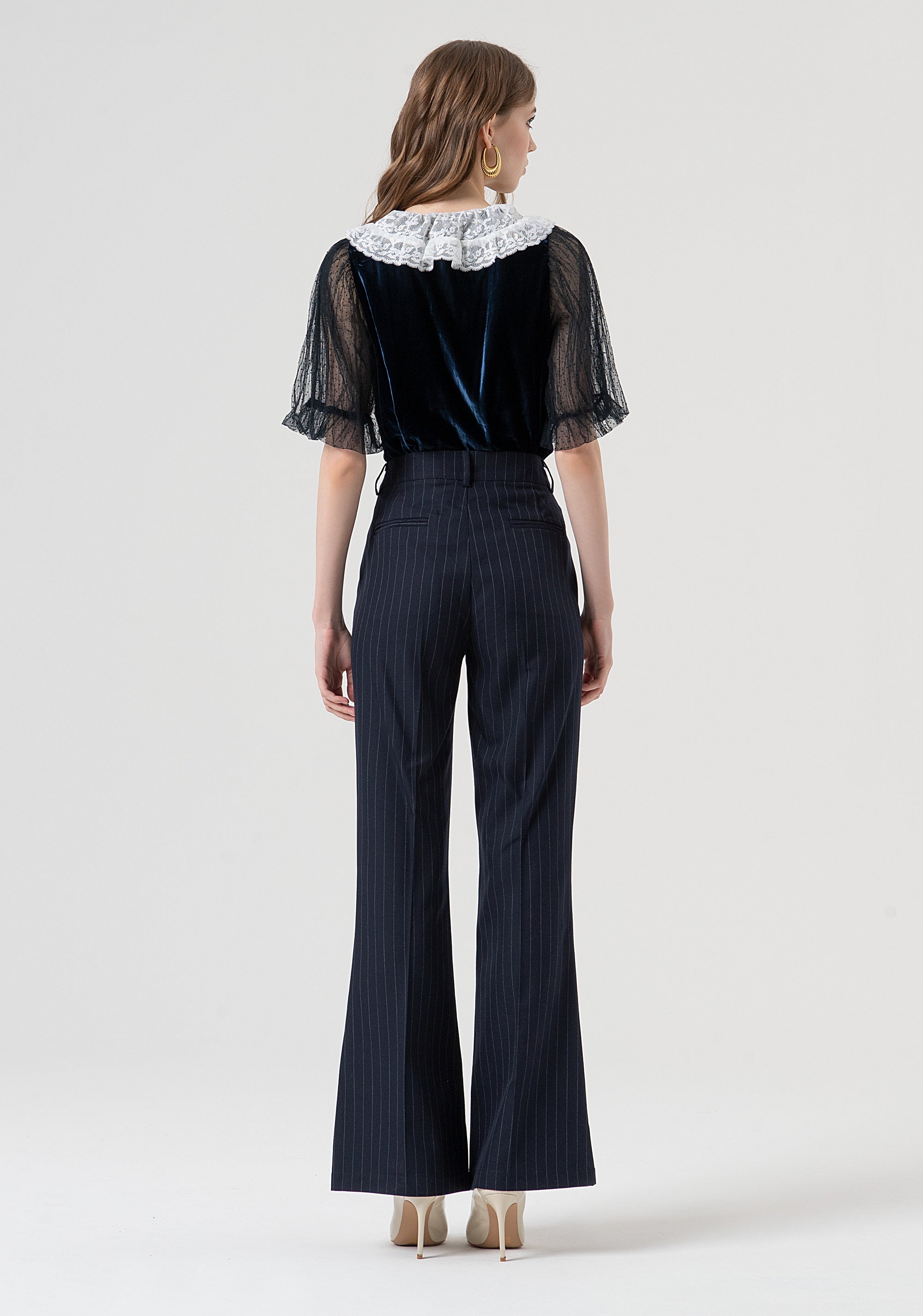 Pantalone flare in fantasia gessata FR25WV2005W813D4-117 Fracomina