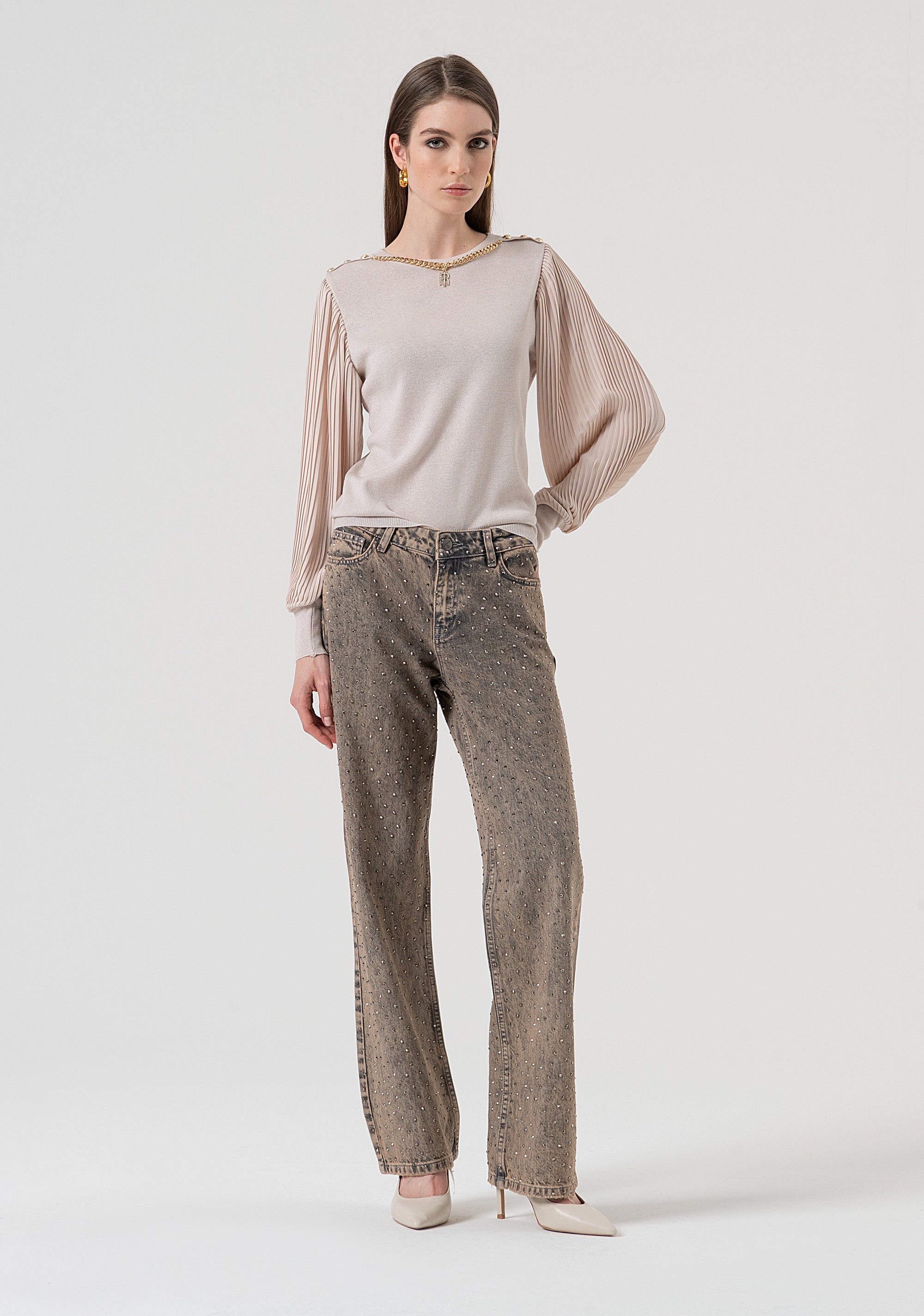 Jeans flare in denim con lavaggio sporcatura FR25WV2014D419R9-357 Fracomina