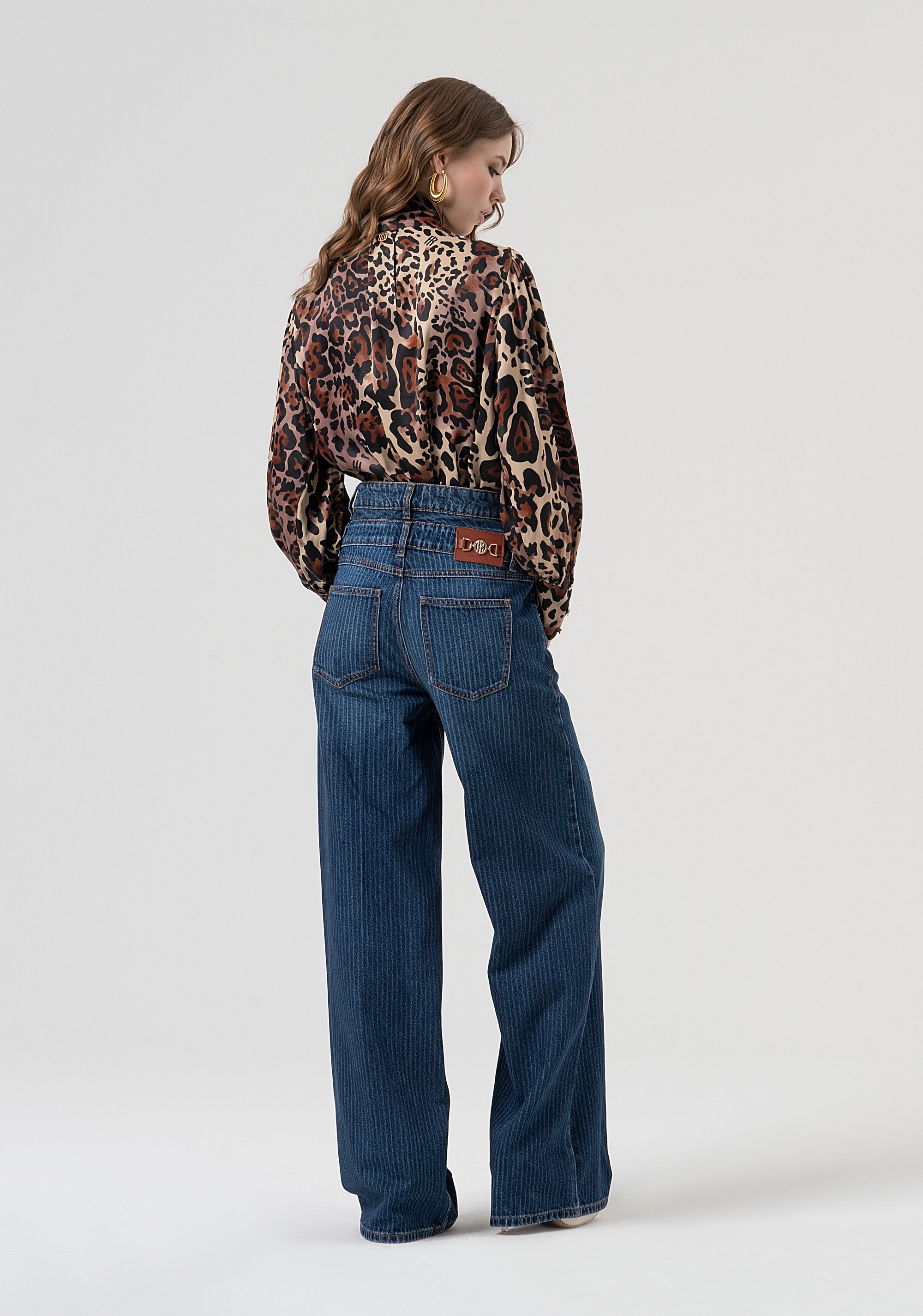 Jeans flare in denim gessato con lavaggio vintage FR25WV3020D419F8-T64 Fracomina