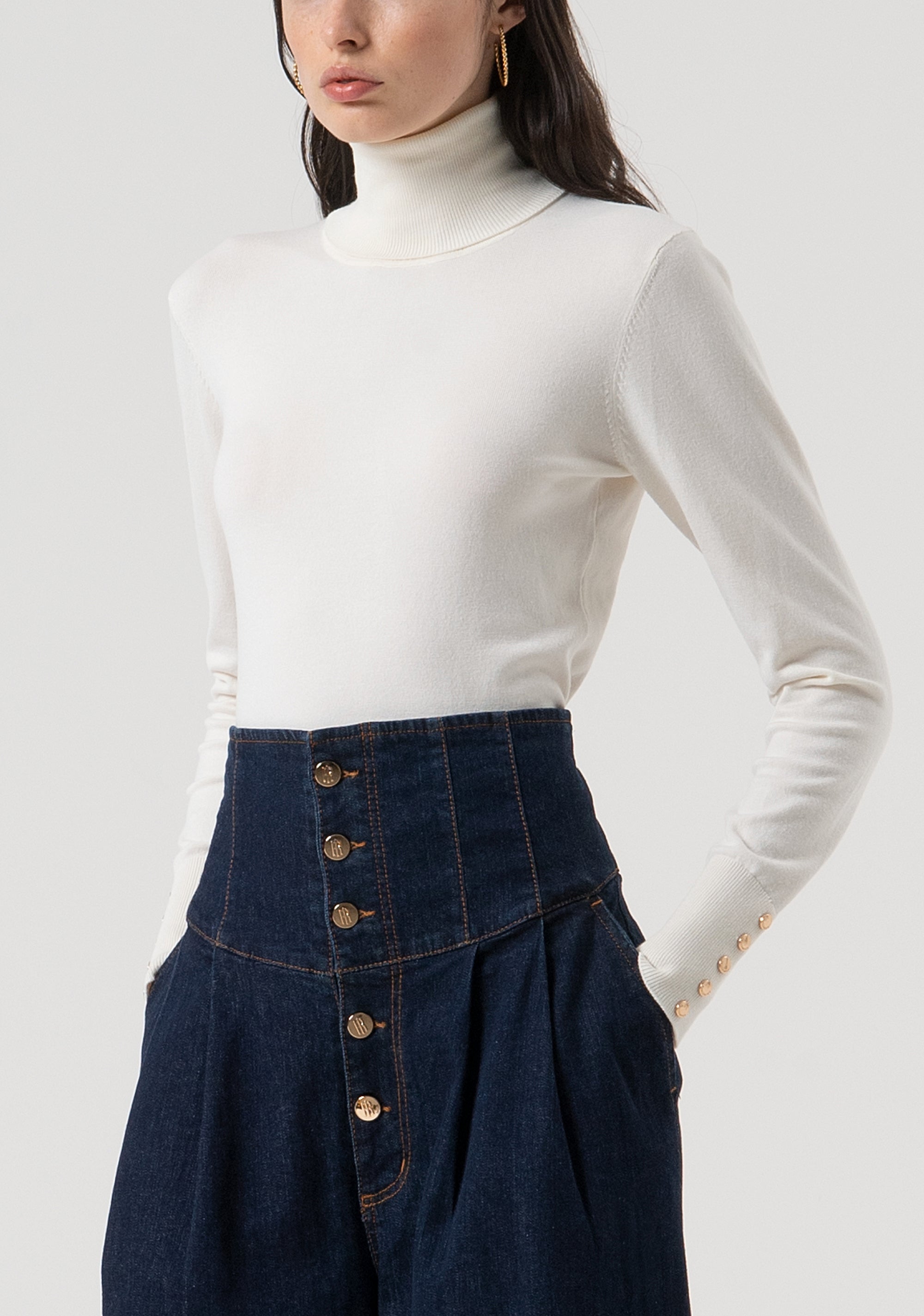 Jeans wide a palazzo in denim con lavaggio scuro FR25WV3024D46493-L23 Fracomina