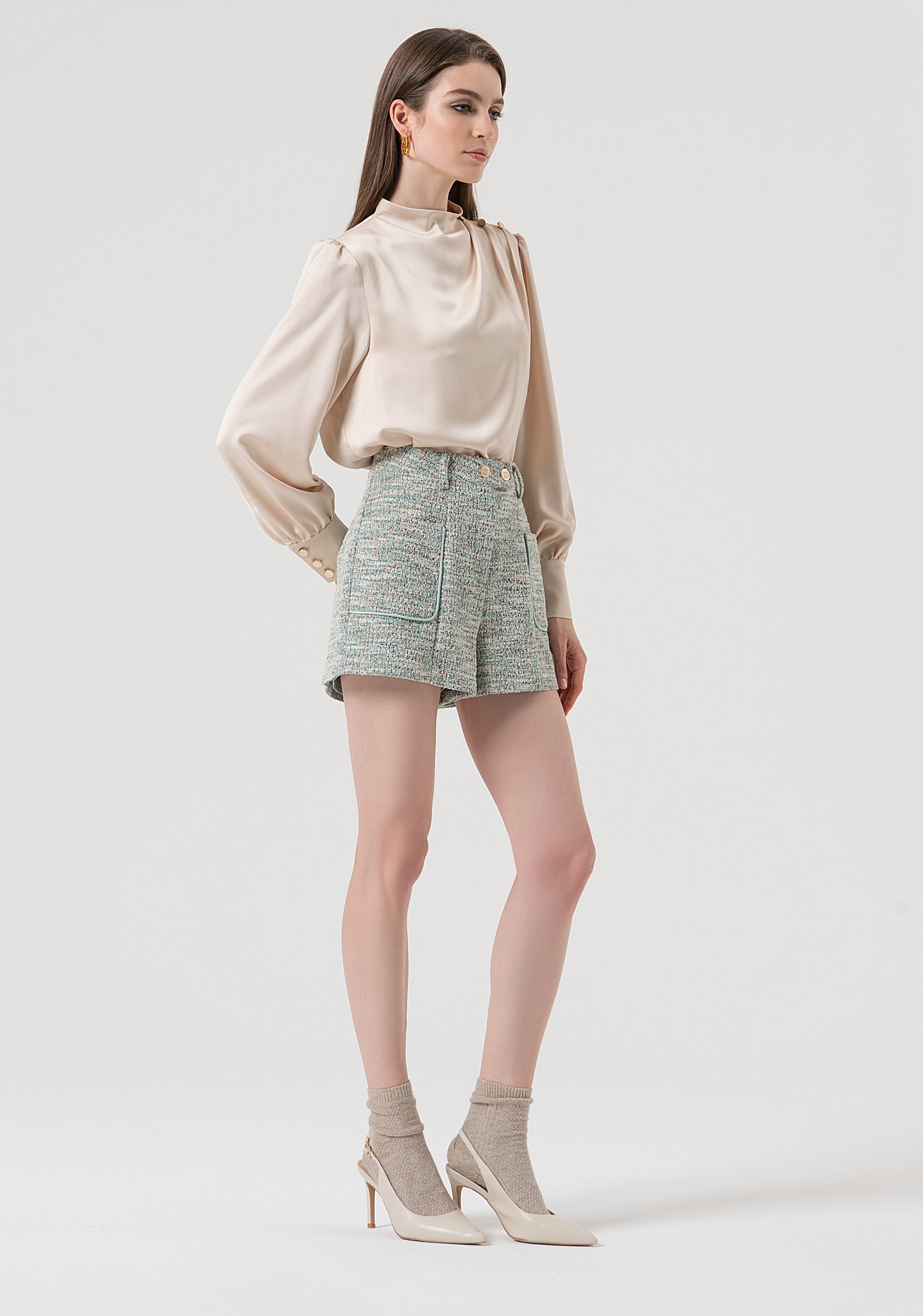Pantaloncini regular in tweed FR25WV6006W814S9-210 Fracomina
