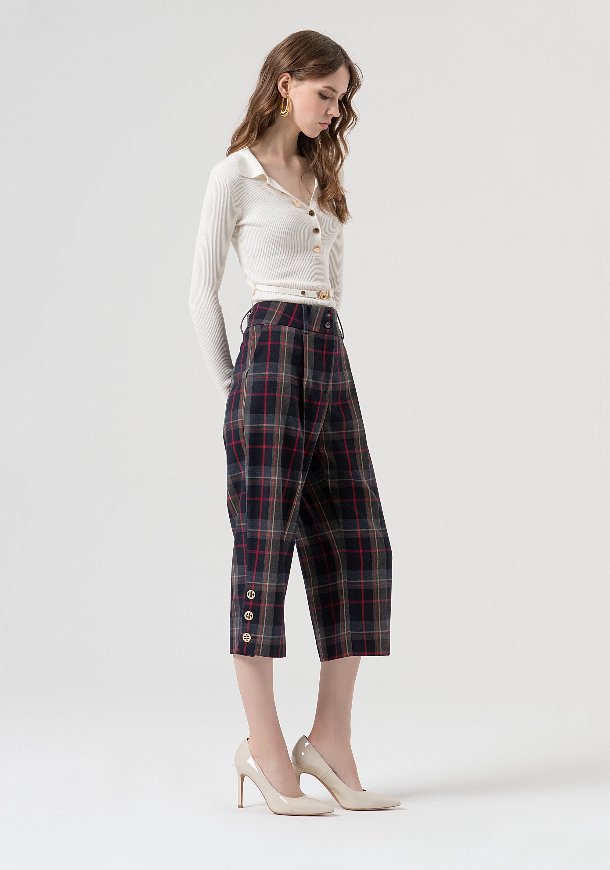 Pantalone carrot cropped in tessuto tartan FR25WV9006W45995-T62 Fracomina
