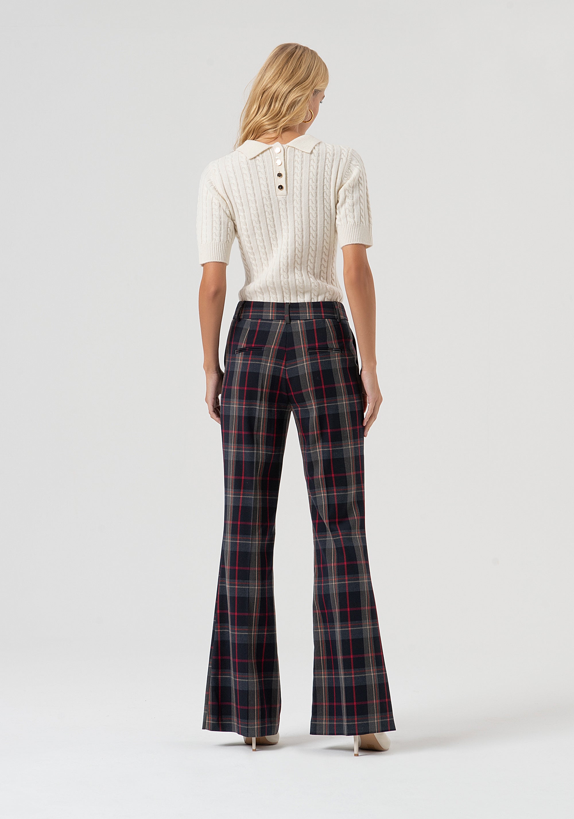 Pantalone bootcut in tessuto tartan FR25WVA003W45995-T62 Fracomina