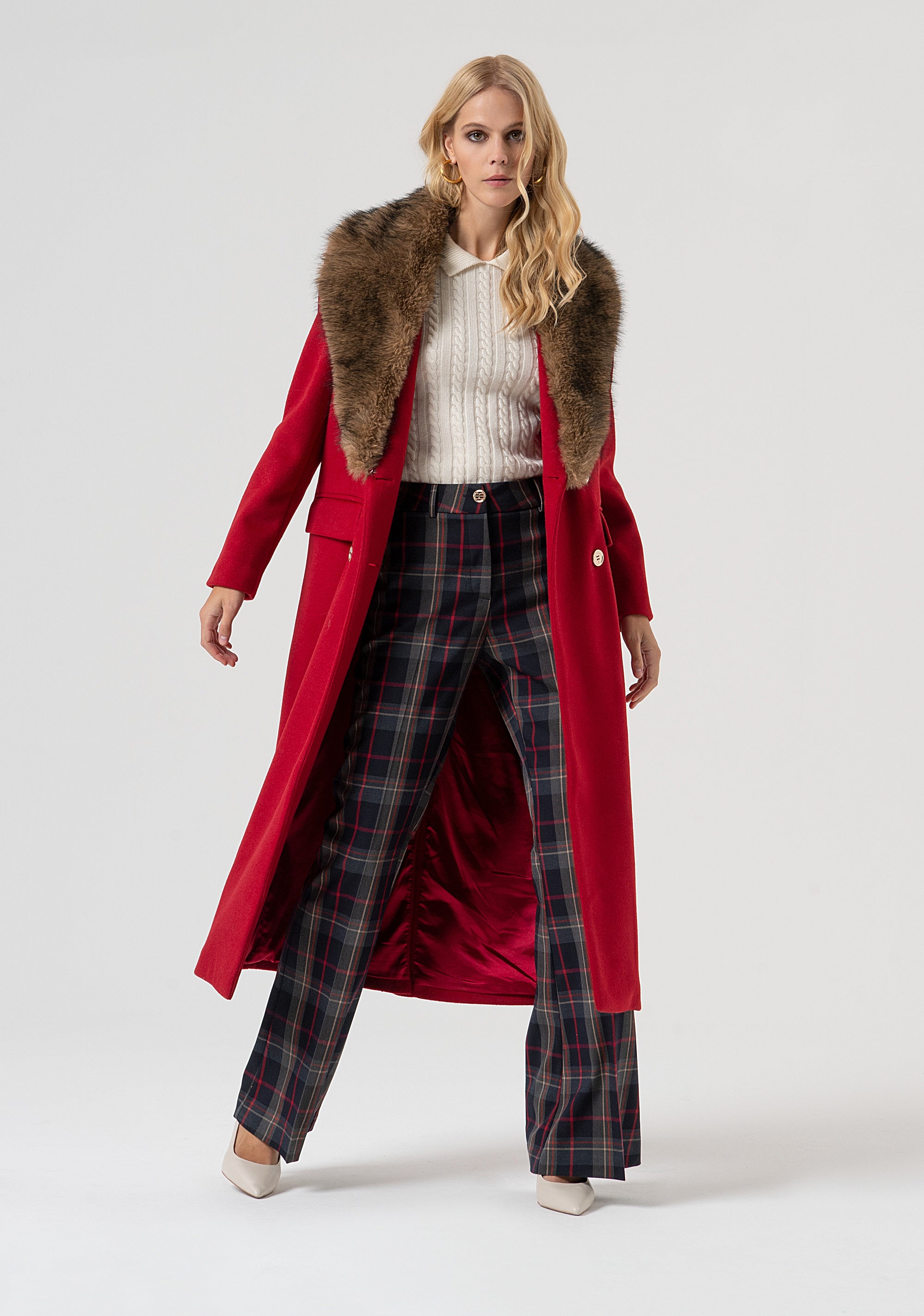 Pantalone bootcut in tessuto tartan FR25WVA003W45995-T62 Fracomina