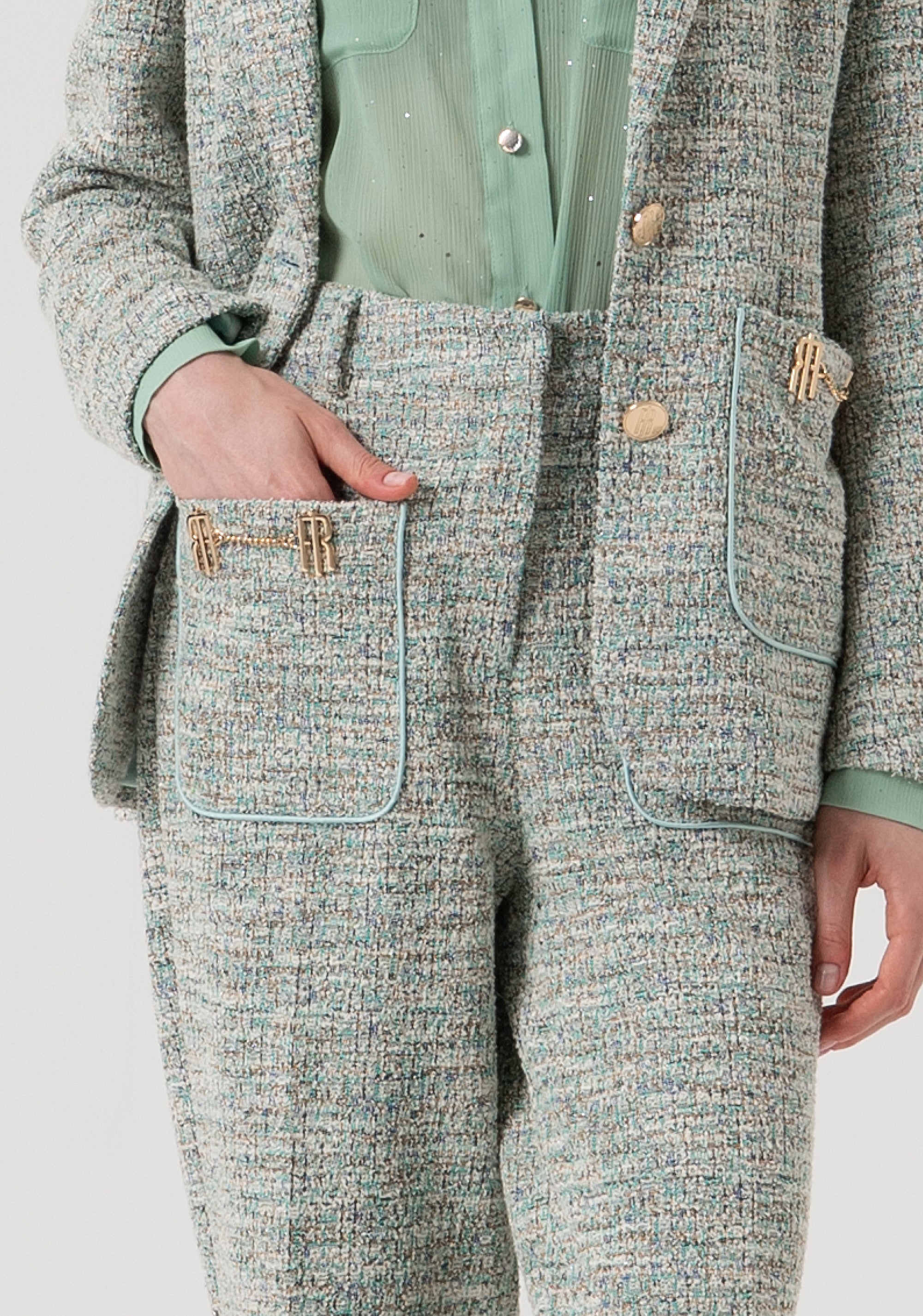 Pantalone flare in tweed