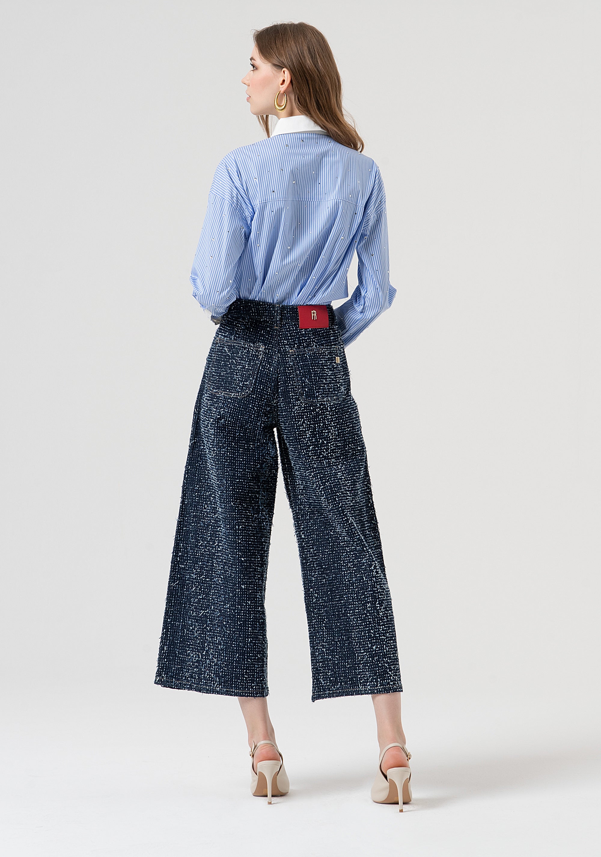 Jeans cropped in denim bouclè FR25WVB006D419F7-117 Fracomina