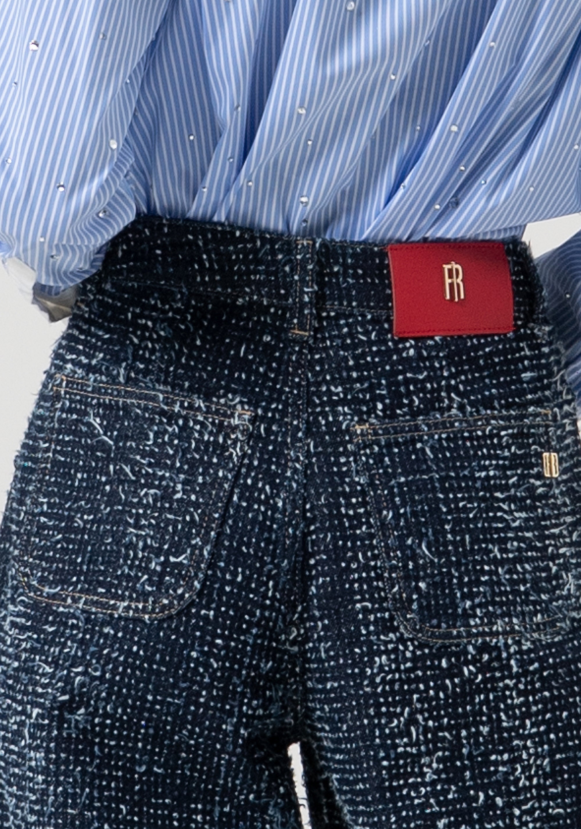 Jeans cropped in denim bouclè FR25WVB006D419F7-117 Fracomina