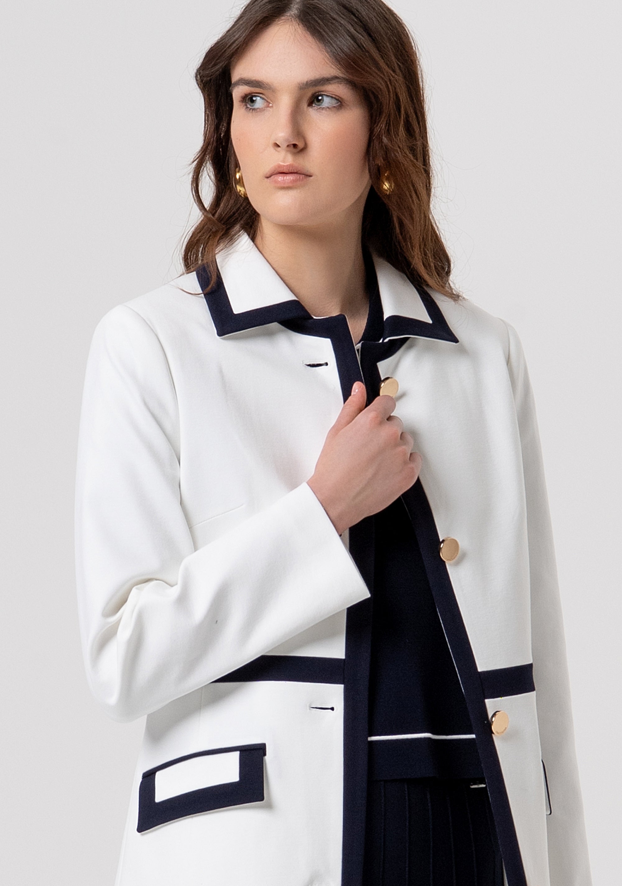 Giacca slim modello spolverino con apertura centrale con bottoni FR26SC1004W72701-957 Fracomina