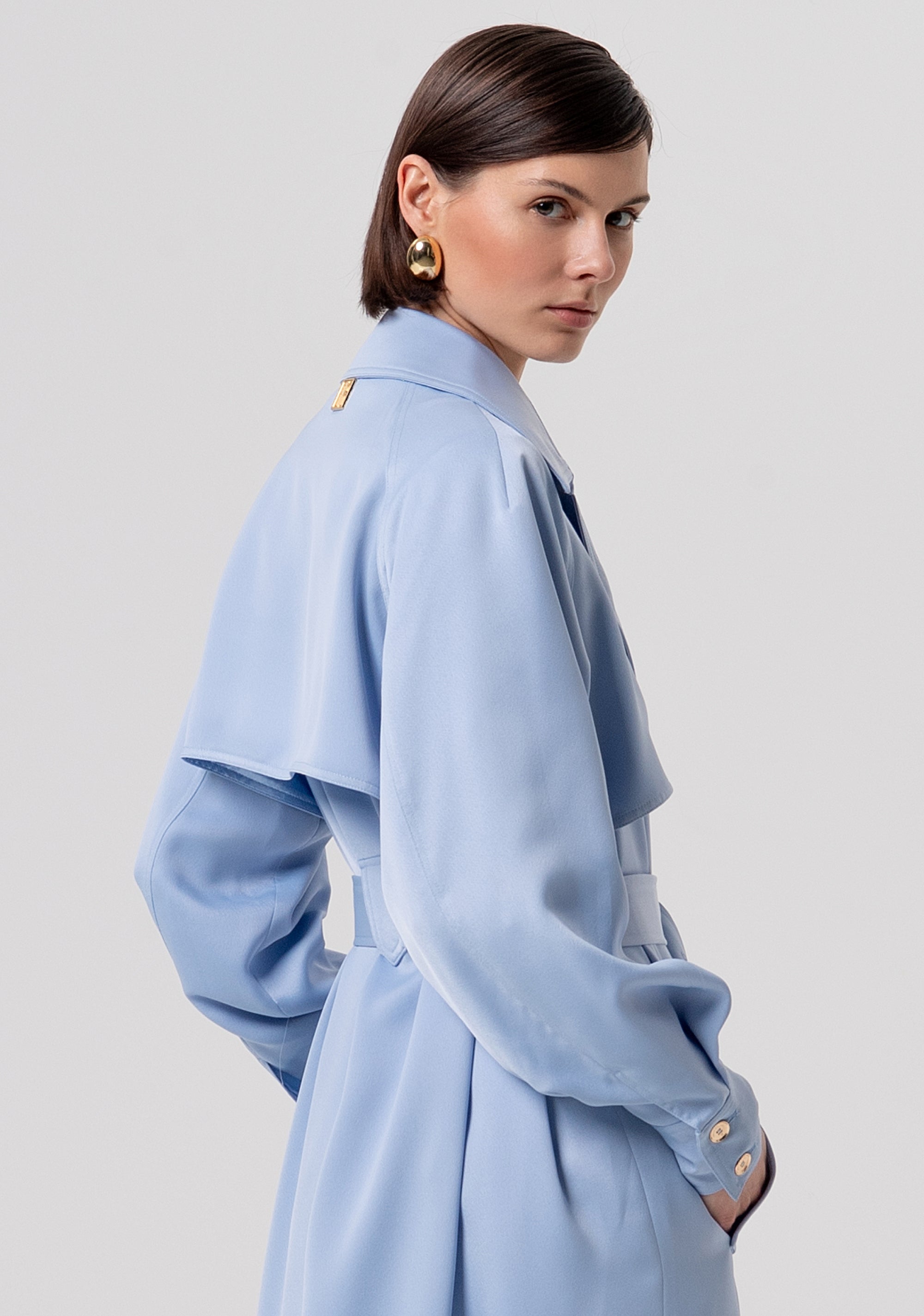 Giacca regular modello trench lungo in raso FR26SC7003W41101-175 Fracomina