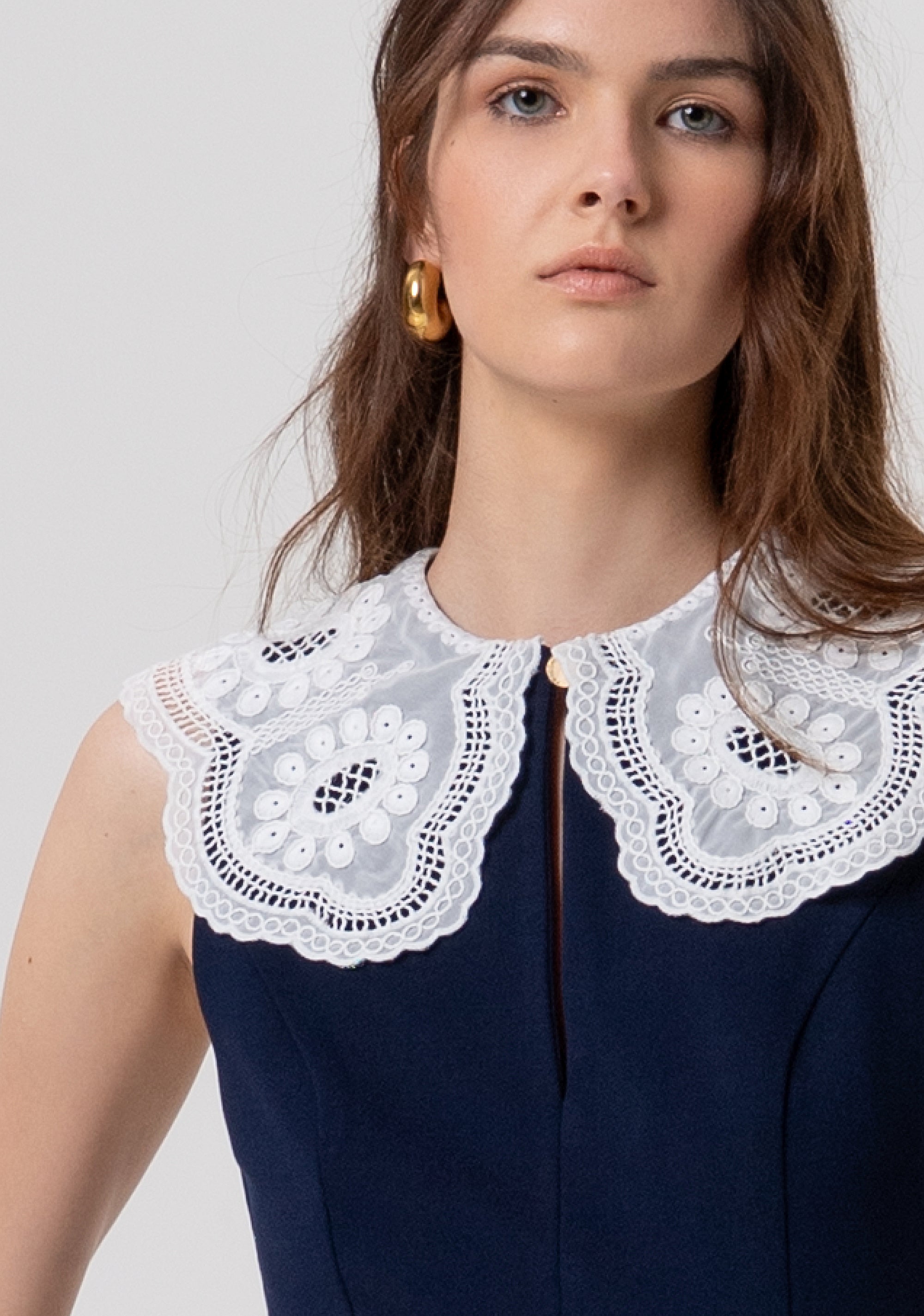 Abito senza maniche con colletto in pizzo FR26SD1005W71601-968 Fracomina